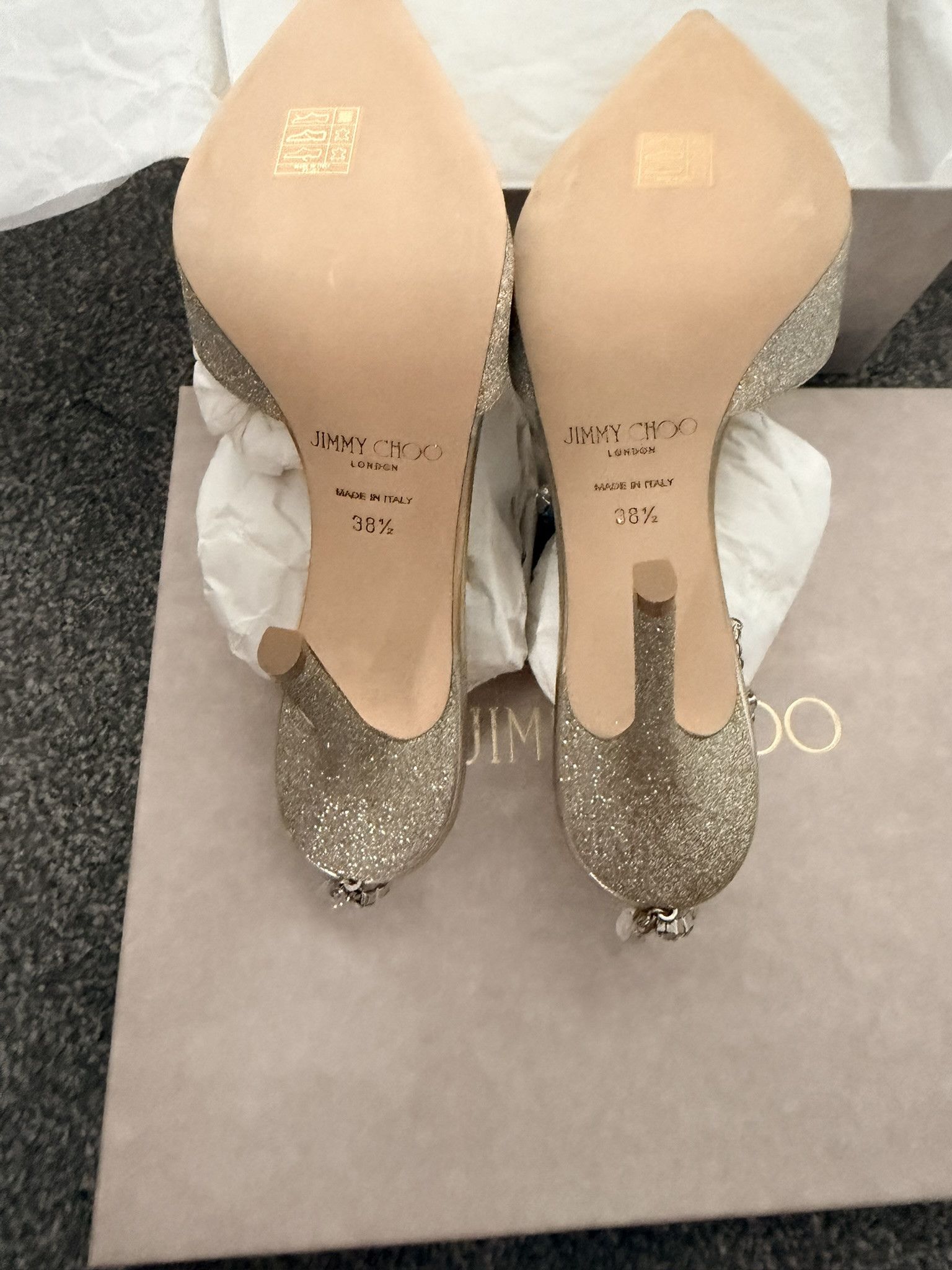 Jimmy Choo Jimmy Choo Saeda 38.5 Platinum Ice Crystal Size US 8.5 / IT 38.5 - 4 Thumbnail