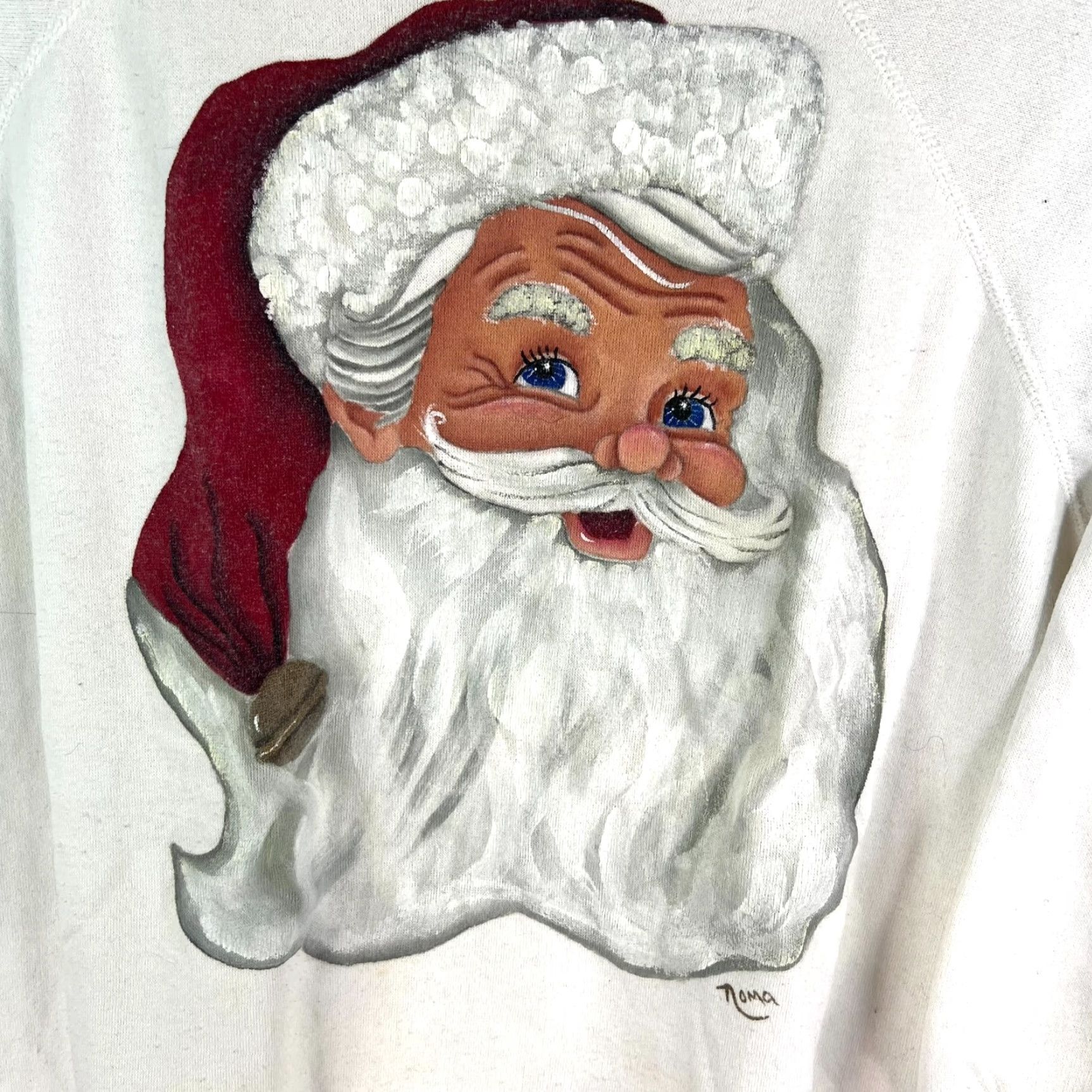 McGregor VINTAGE McGregor Hand Painted Santa Claus Sweatshirt Women 2XL White Graphic Print Christmas Pullover Long Sleeve Size XXL / US 16-18 / IT 52-54 - 2 Thumbnail