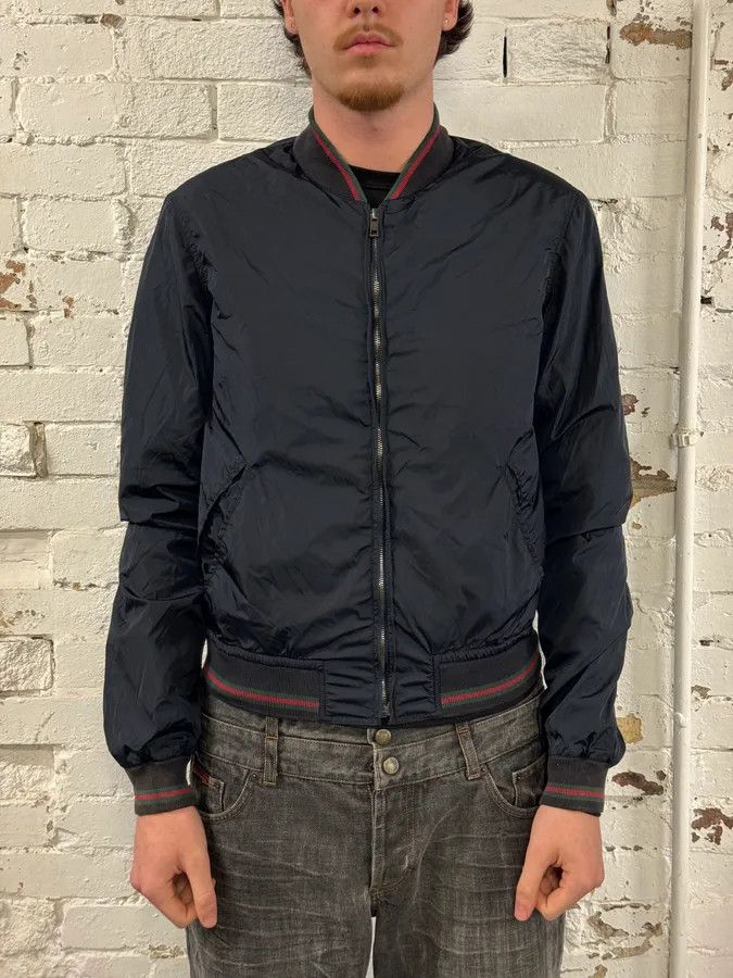 Gucci SS2011 Gucci Navy Red Stripes Nylon Bomber Jacket Size US M / EU 48-50 / 2 - 2 Thumbnail