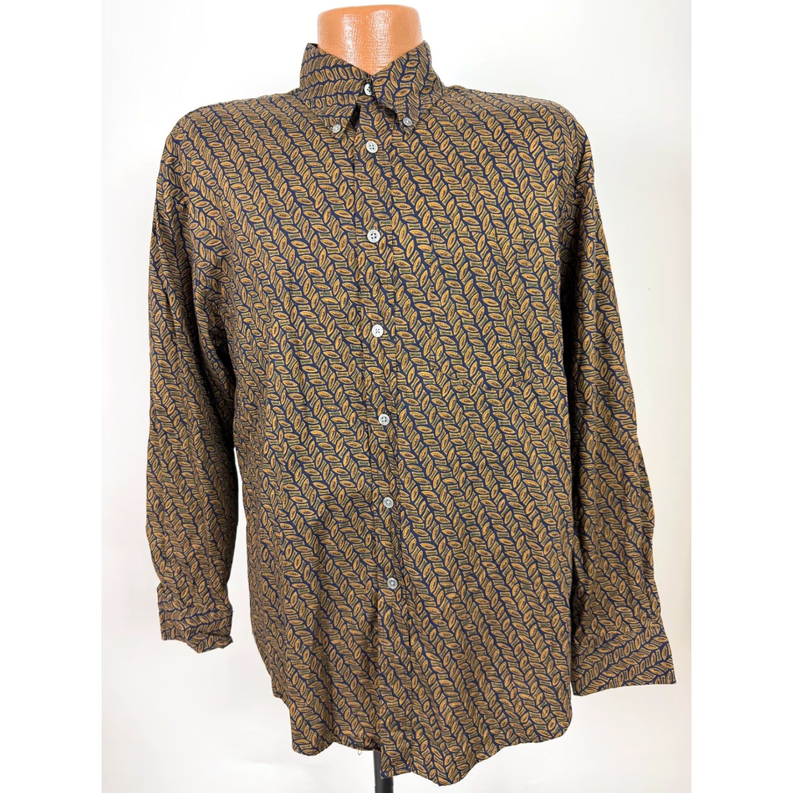 Vintage VINTAGE Time Pieces Shirt Men M Blue Geometric 90s Button-Up Cotton Size US M / EU 48-50 / 2 - 2 Thumbnail
