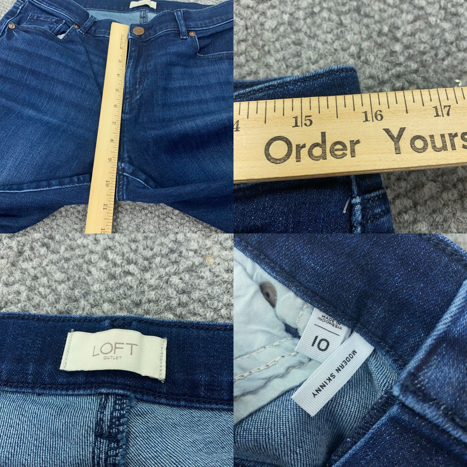 Loft LOFT Jeans Womens Size 10 Blue Mid-Rise Skinny Stretch Denim 5-Pocket Faded Regular Fit Size 32" / US 10 / IT 46 - 8 Thumbnail