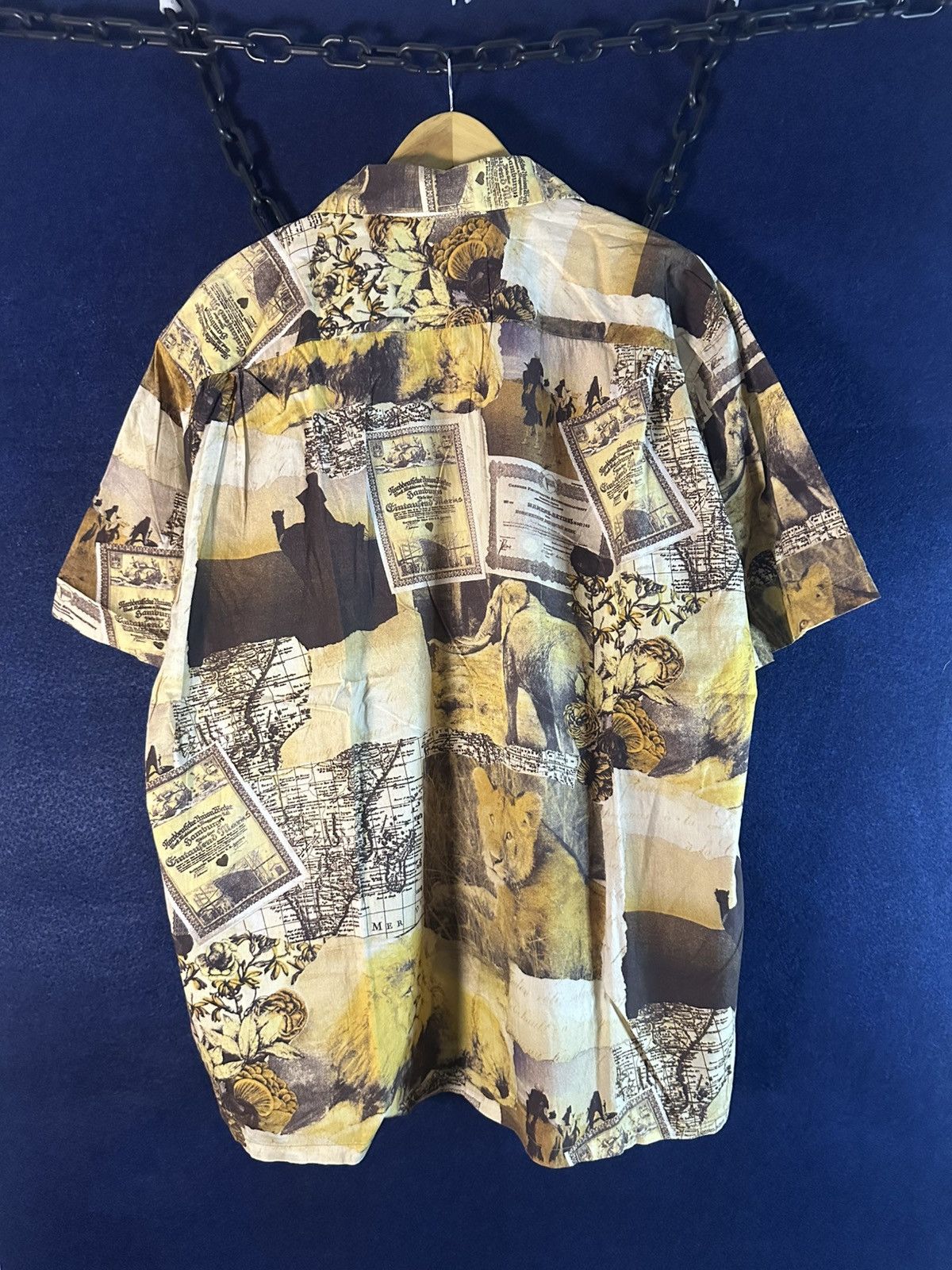 GOA Crazy Rare!!! Vintage 90s Dunlop Safari AOP Shirt GOA style Size US L / EU 52-54 / 3 - 9 Thumbnail