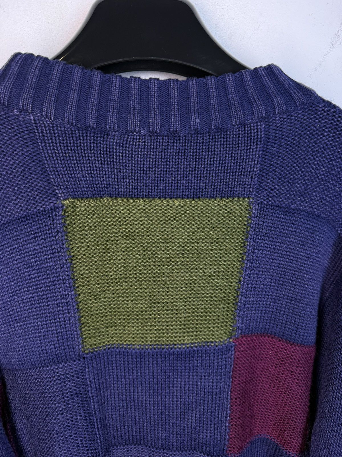 Yves Saint Laurent 🇮🇹 90s Wool YSL Sweater Knit Patchwork Saint Laurent Paris Size US L / EU 52-54 / 3 - 11 Thumbnail