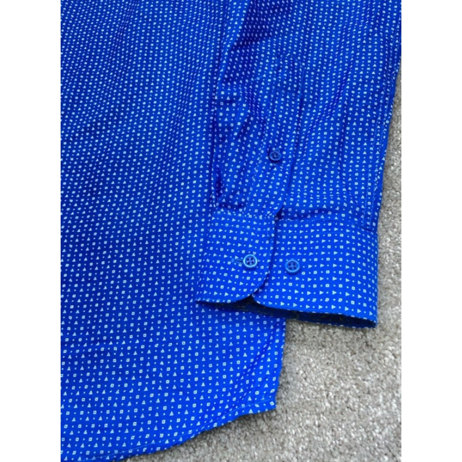 Nine West NWT Nine West Dress Shirt Men's Large Blue White Design Long Sleeve Button Up Size 42R - 3 Thumbnail