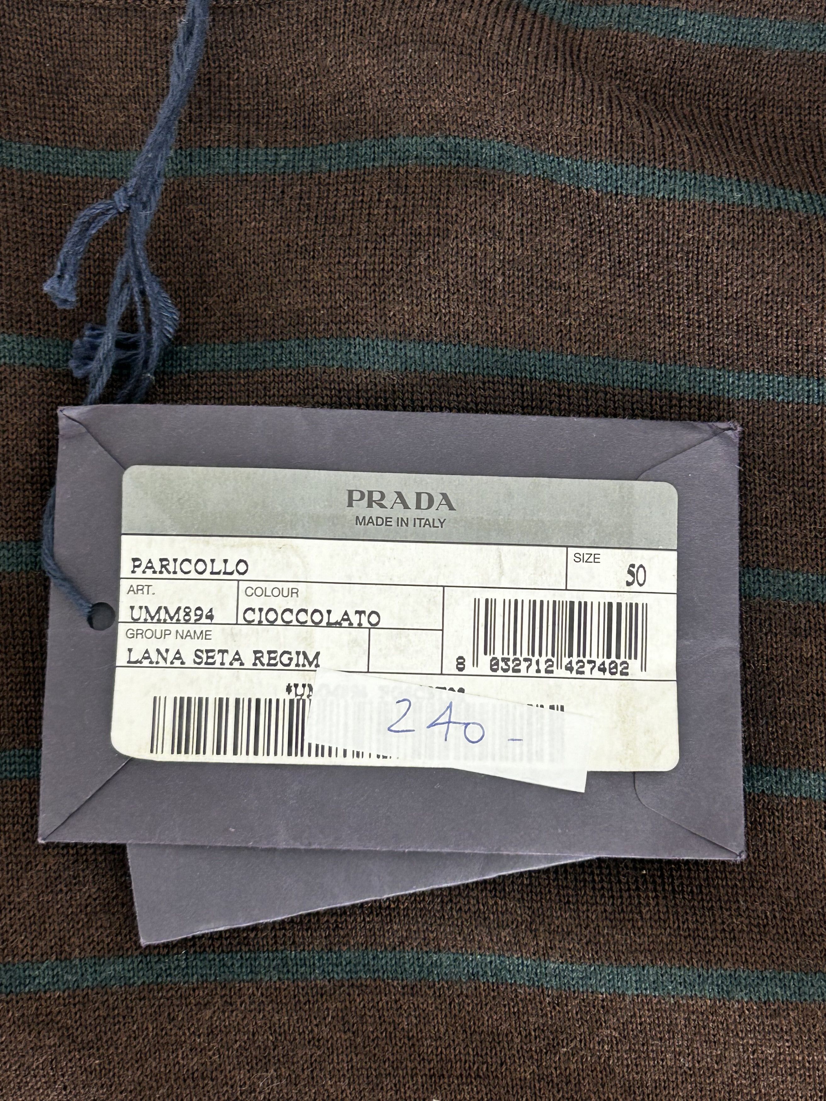 Prada Prada Silk Mix Crew Neck Striped Fine Gauge Knit Jumper Size US XXL / EU 58 / 5 - 4 Thumbnail