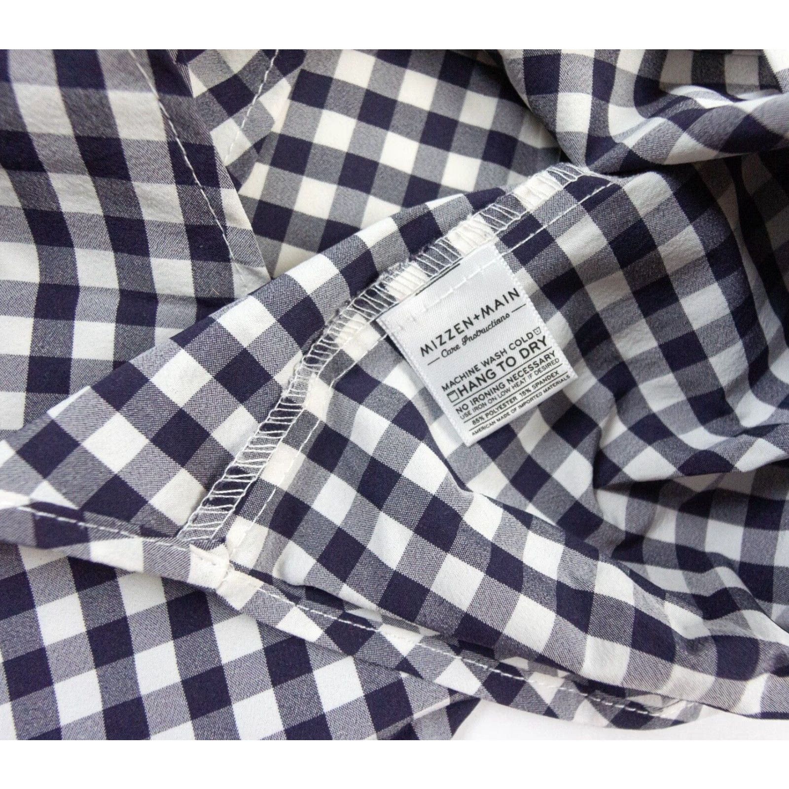 Mizzen+Main Mizzen + Main Shirt Mens Medium Blue Button Down Trim Fit Stretch Plaid Check Size US M / EU 48-50 / 2 - 7 Thumbnail