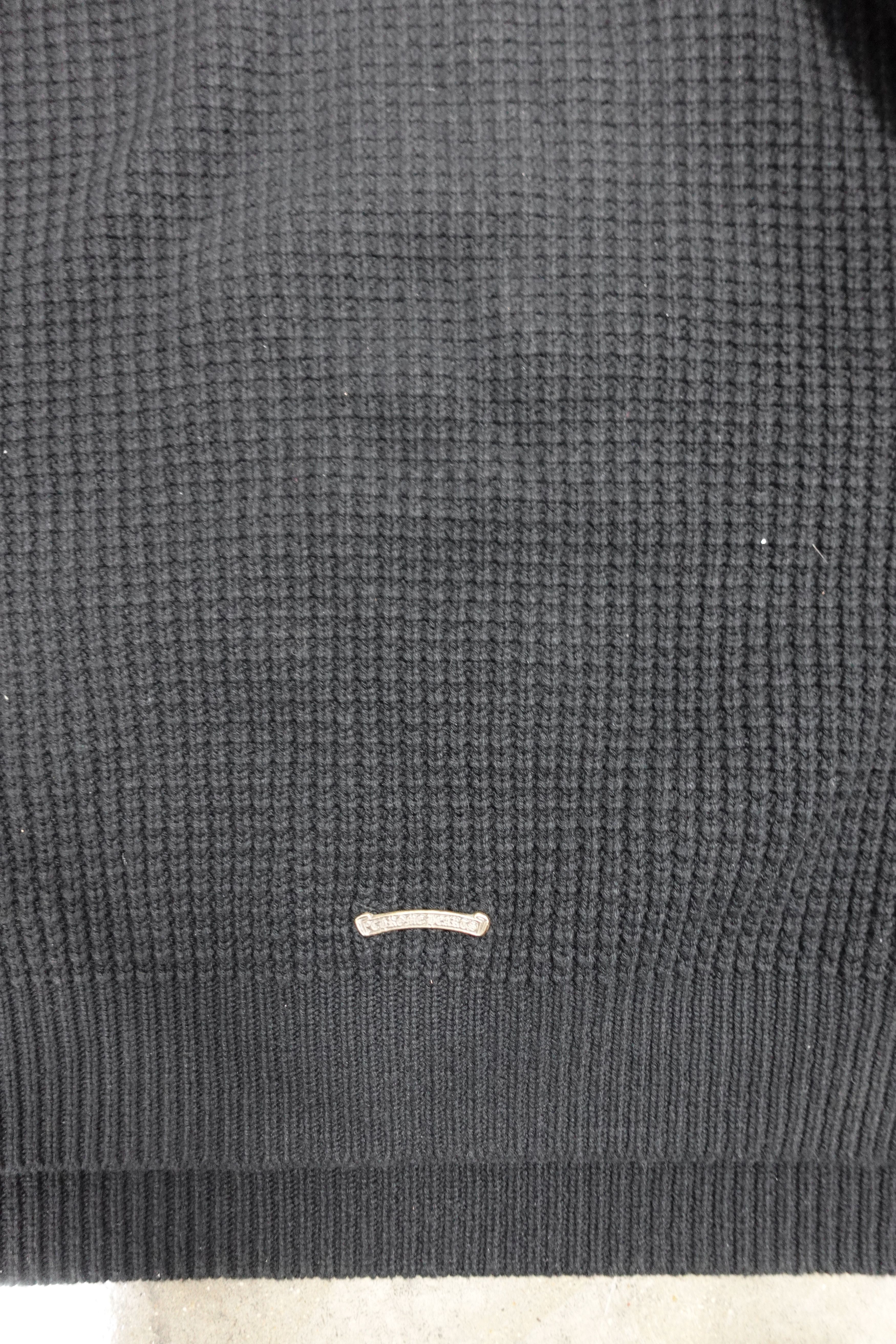 Chrome Hearts CHROME HEARTS HIT & RUN CASHMERE WAFFLE KNIT SWEATER BLACK Size US L / EU 52-54 / 3 - 3 Thumbnail