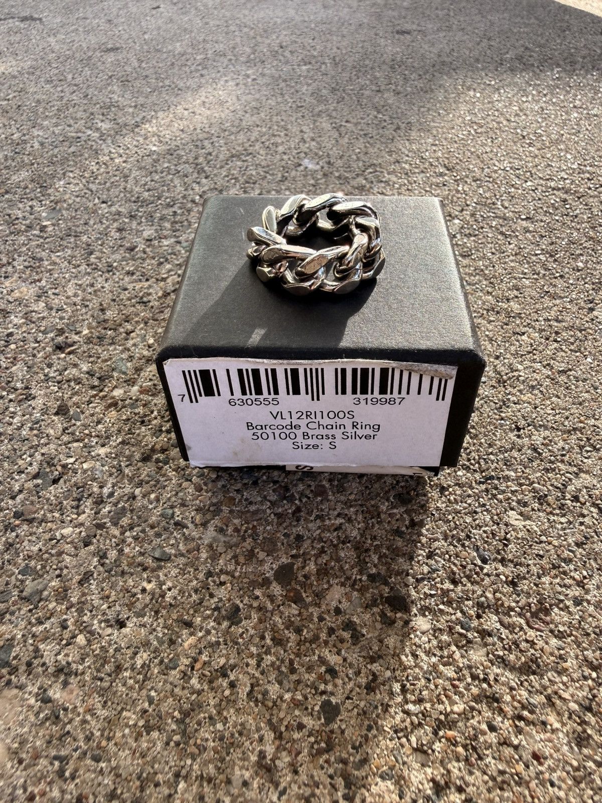 VTMNTS Brass Silver Barcode Chain Ring (Size 7) Size ONE SIZE - 1 Thumbnail