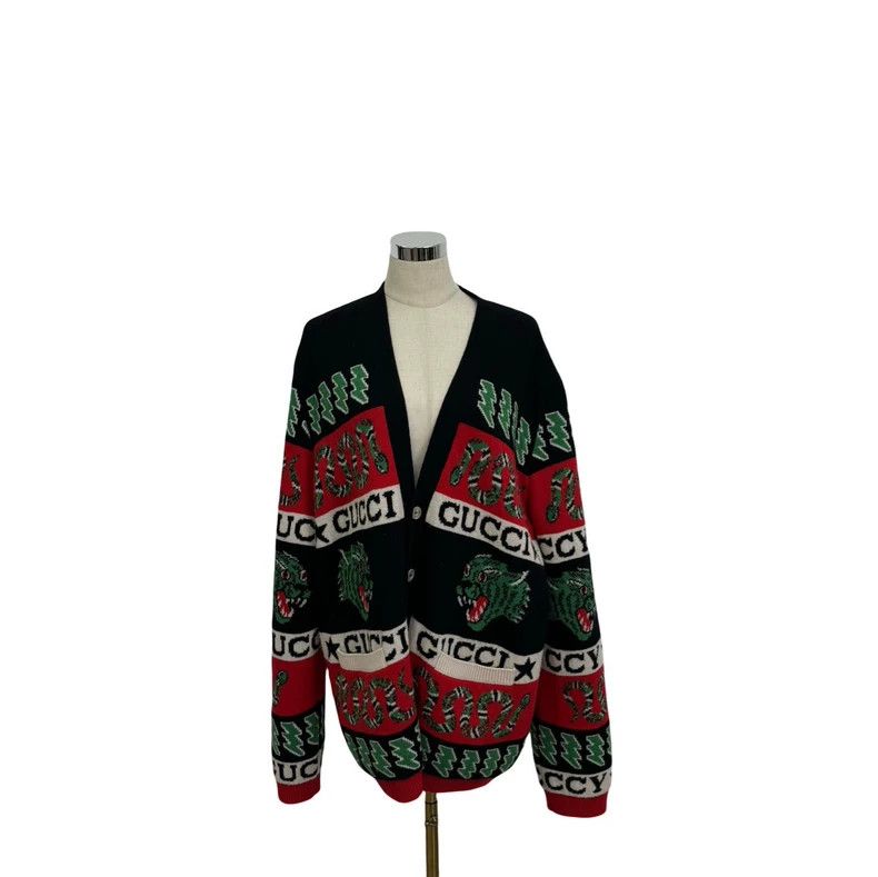 Gucci GucciTiger-headed viper printed knitted cardigan jacket 250 Size US XXL / EU 58 / 5 - 3 Thumbnail