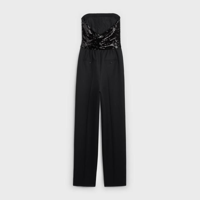 Celine o1w1db11124 Embroidered Bustier Jumpsuit in Black Size 26" / US 2 / IT 38 - 2 Thumbnail
