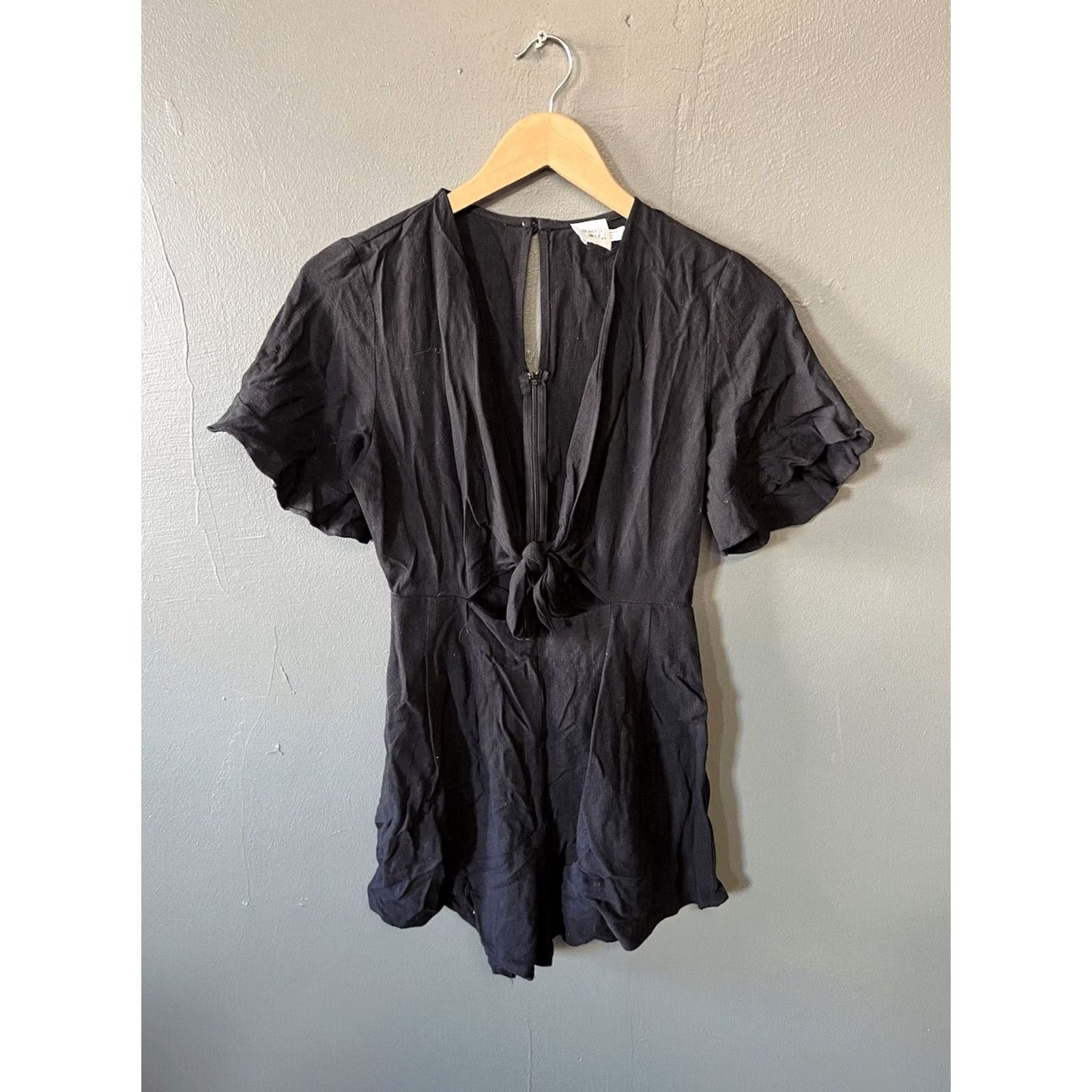 PRINCESS POLLY Princess Polly Womens Black Short Sleeve Romper One Piece Size 4 Size 27" / US 4 / IT 40 - 2 Thumbnail