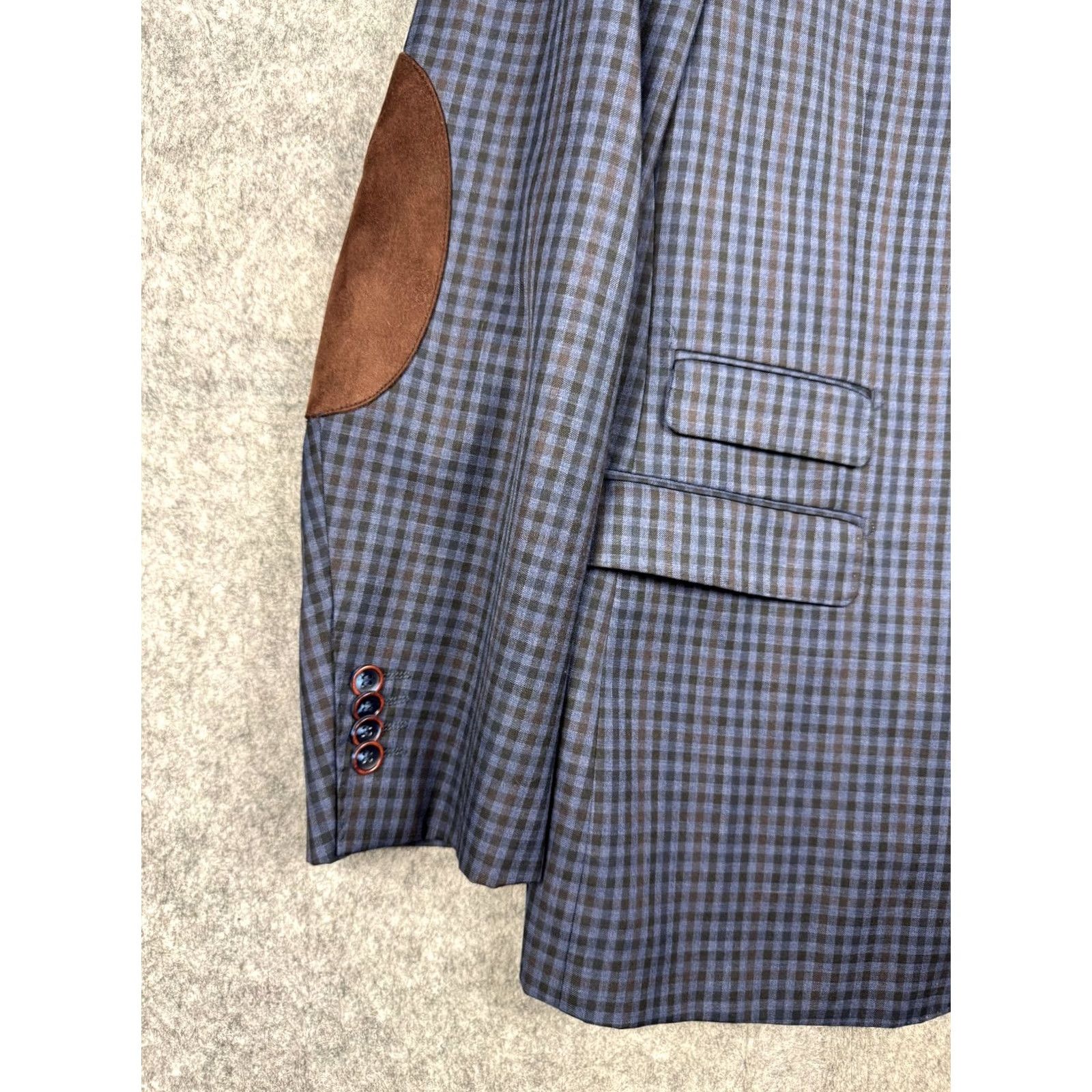 Vintage VINTAGE? No. Giovanni Bresciani Blazer Jacket Men 48R Slim Fit Plaid Wool Italy Plaid Elbow Size 48R - 4 Thumbnail