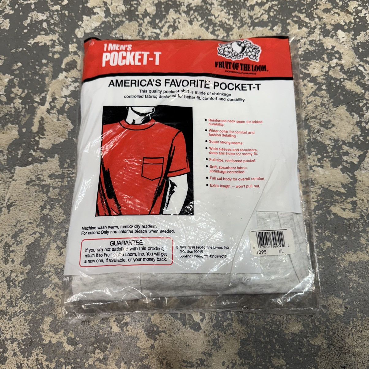 Fruit Of The Loom Vintage Grey Fruit Of The Loom Pocket Tshirt New With Tags Size US XL / EU 56 / 4 - 2 Thumbnail