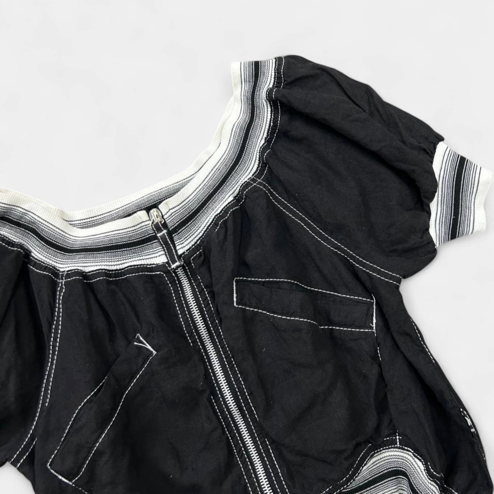 Jean Paul Gaultier Jean Paul Gaultier 90's Classique Zip-Up Puff Sleeve Top Size XS / US 0-2 / IT 36-38 - 2 Thumbnail