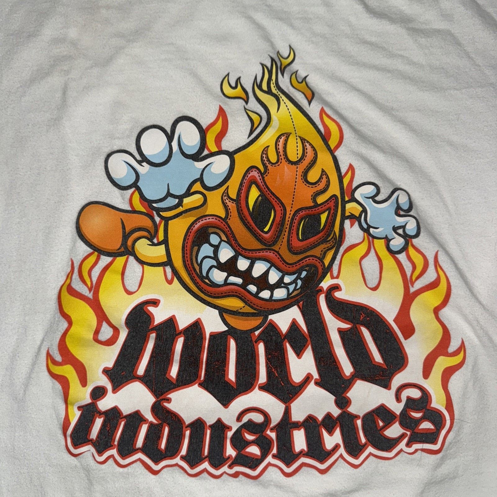 Japanese Brand × Vintage World Industries Flaming Lucha Libre T-Shirt White Med 18x26 Size US M / EU 48-50 / 2 - 2 Thumbnail