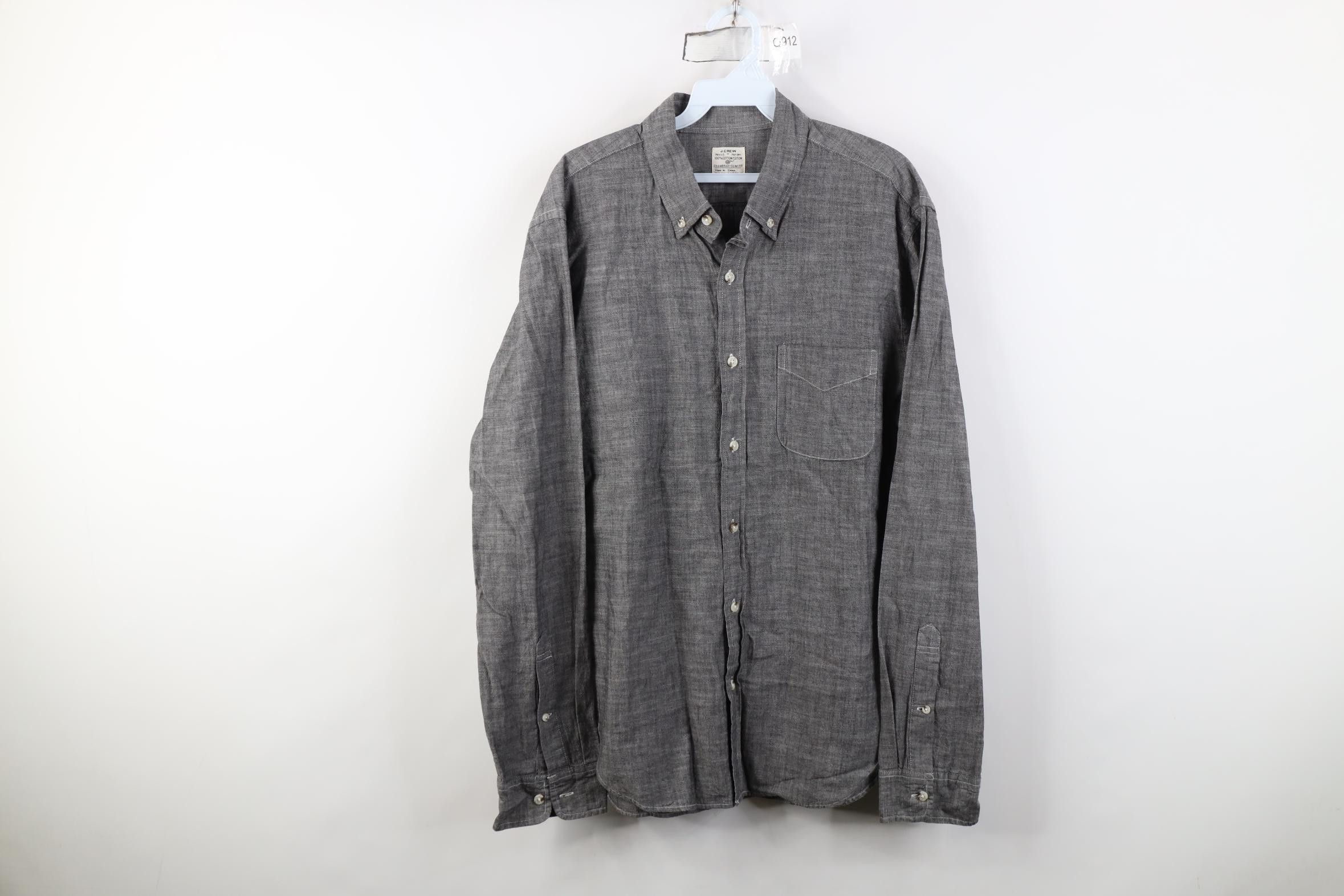 J.Crew J Crew Fit Chambray Collared Button Down Shirt Gray Cotton Size US L / EU 52-54 / 3 - 1 Thumbnail