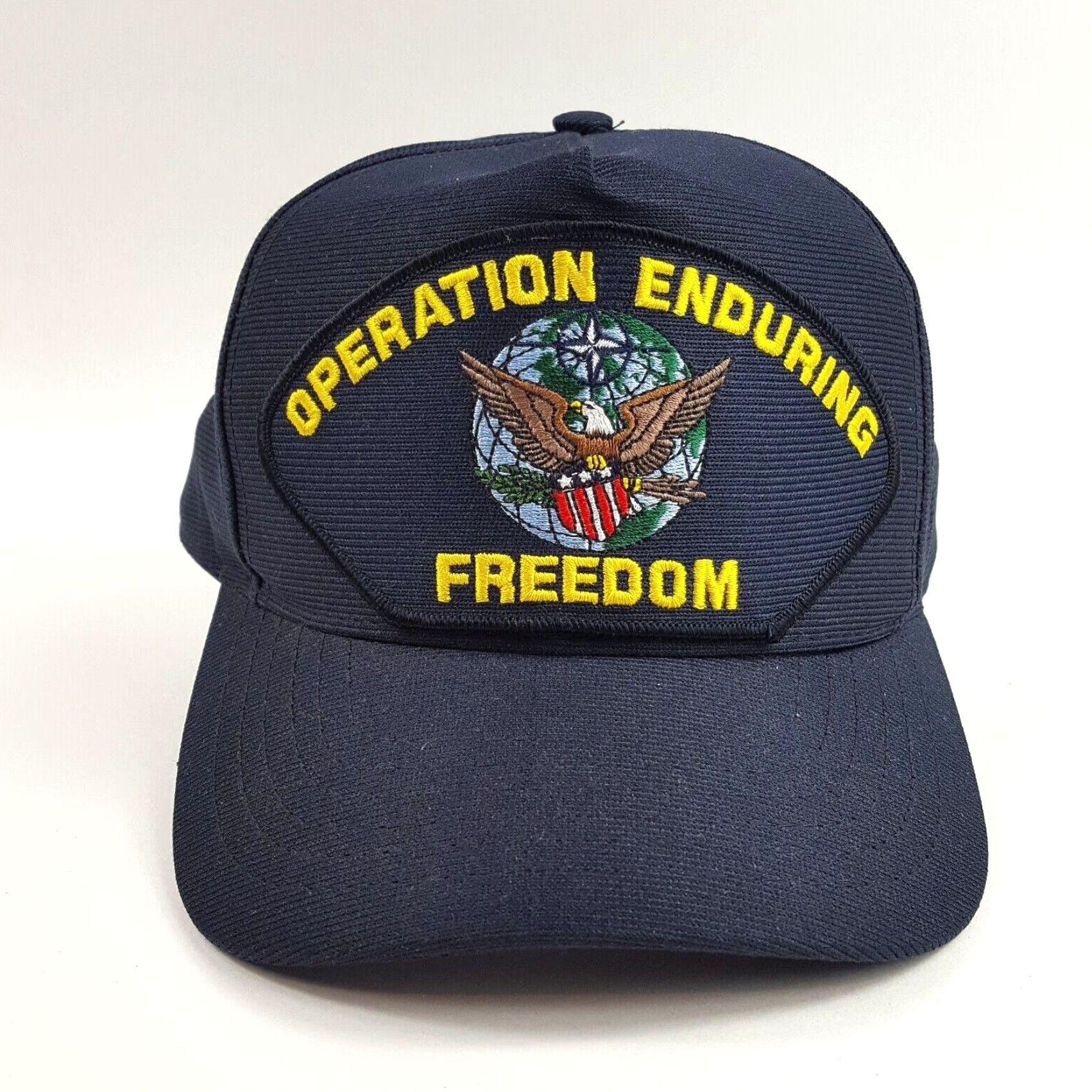 Vintage VINTAGE Enduring Freedom Navy Blue Trucker Hat USA Army Snapback Retro Cap Military Hat Mens Adjustable Navy Blue USA Army Trucker 80s 90s Militaria Size ONE SIZE - 2 Thumbnail