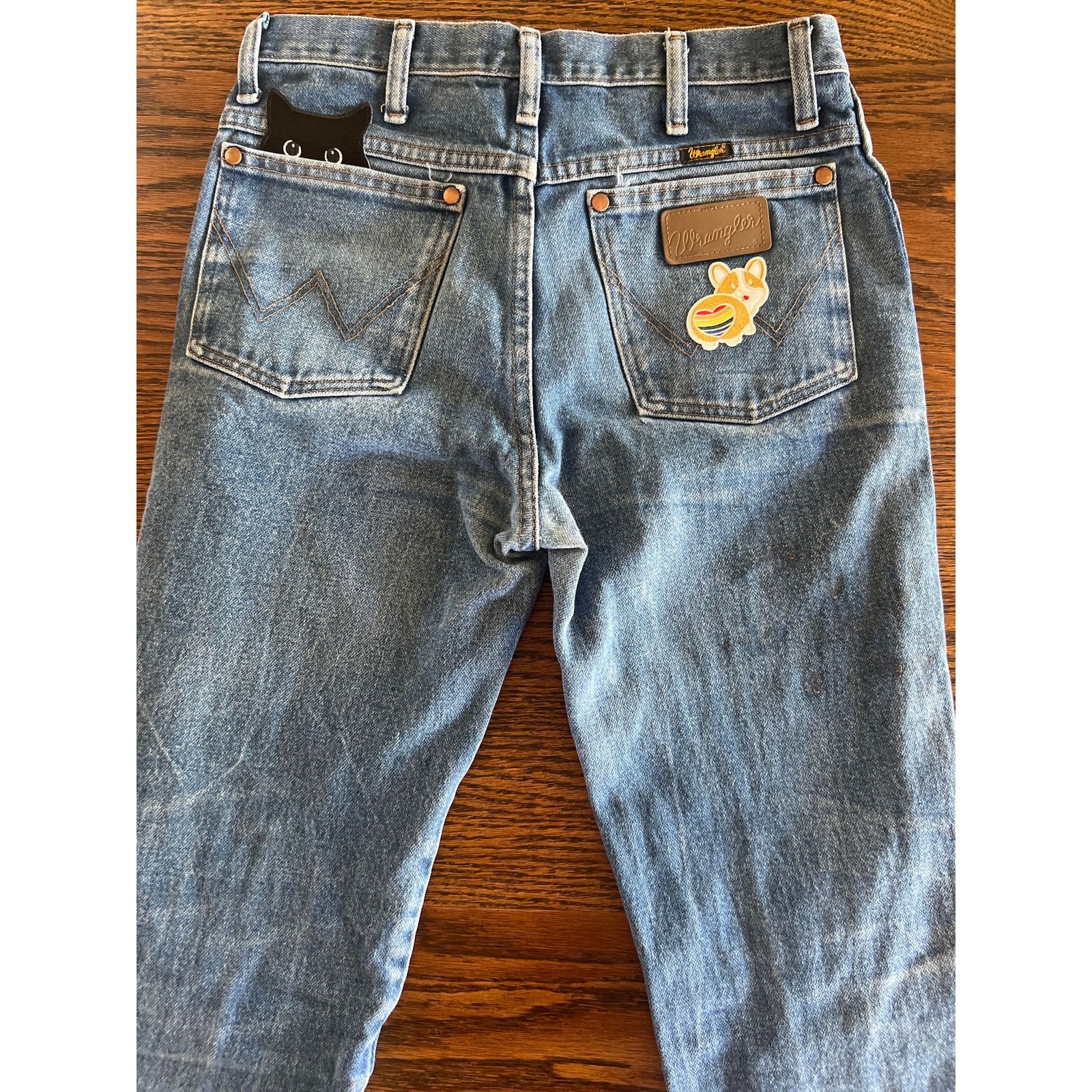 Wrangler VTG Spying Cat Corgi Pride & Tarot Patch Denim Sz 28 Size 28" / US 6 / IT 42 - 12 Thumbnail