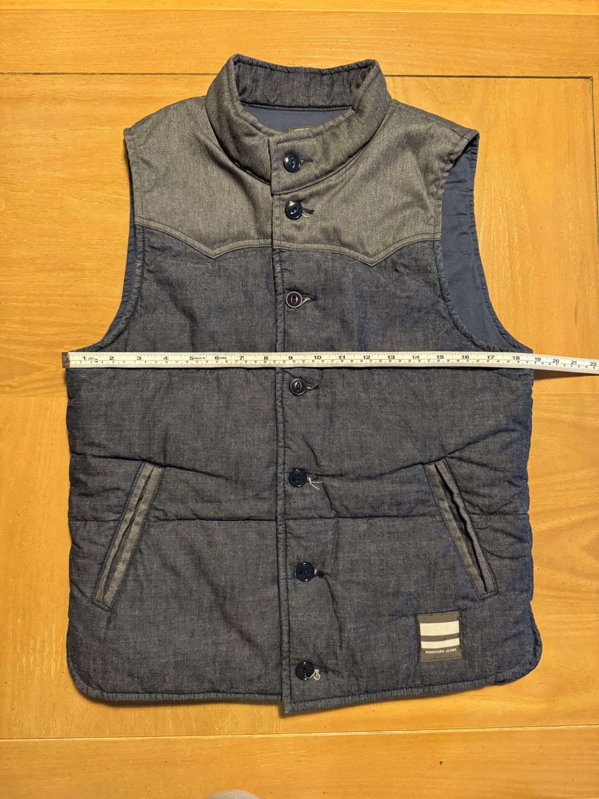 Momotaro Jeans Momotaro Chambray Padding Vest - SV011-4 Size US XS / EU 42 / 0 - 10 Thumbnail