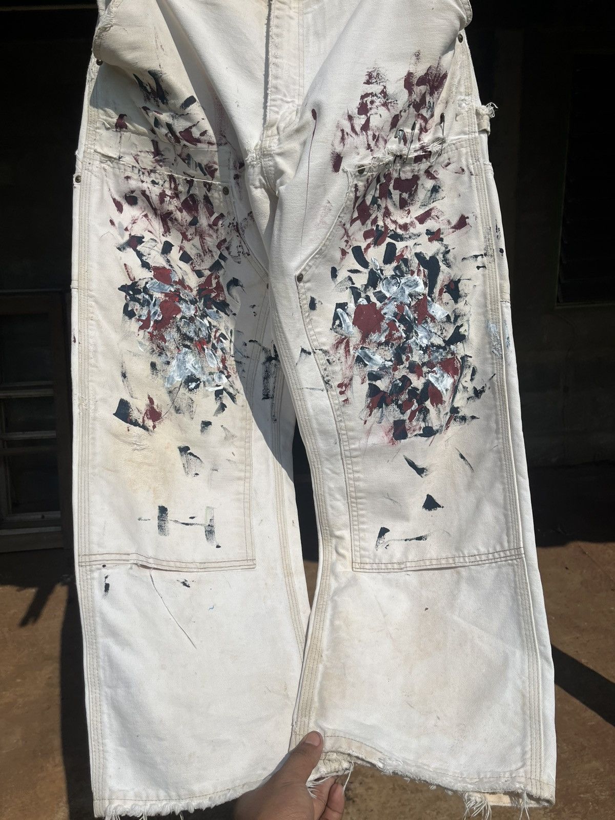 Vintage Thrashed faded Carhartt Double Knee Distressed Size US 36 / EU 52 - 2 Thumbnail