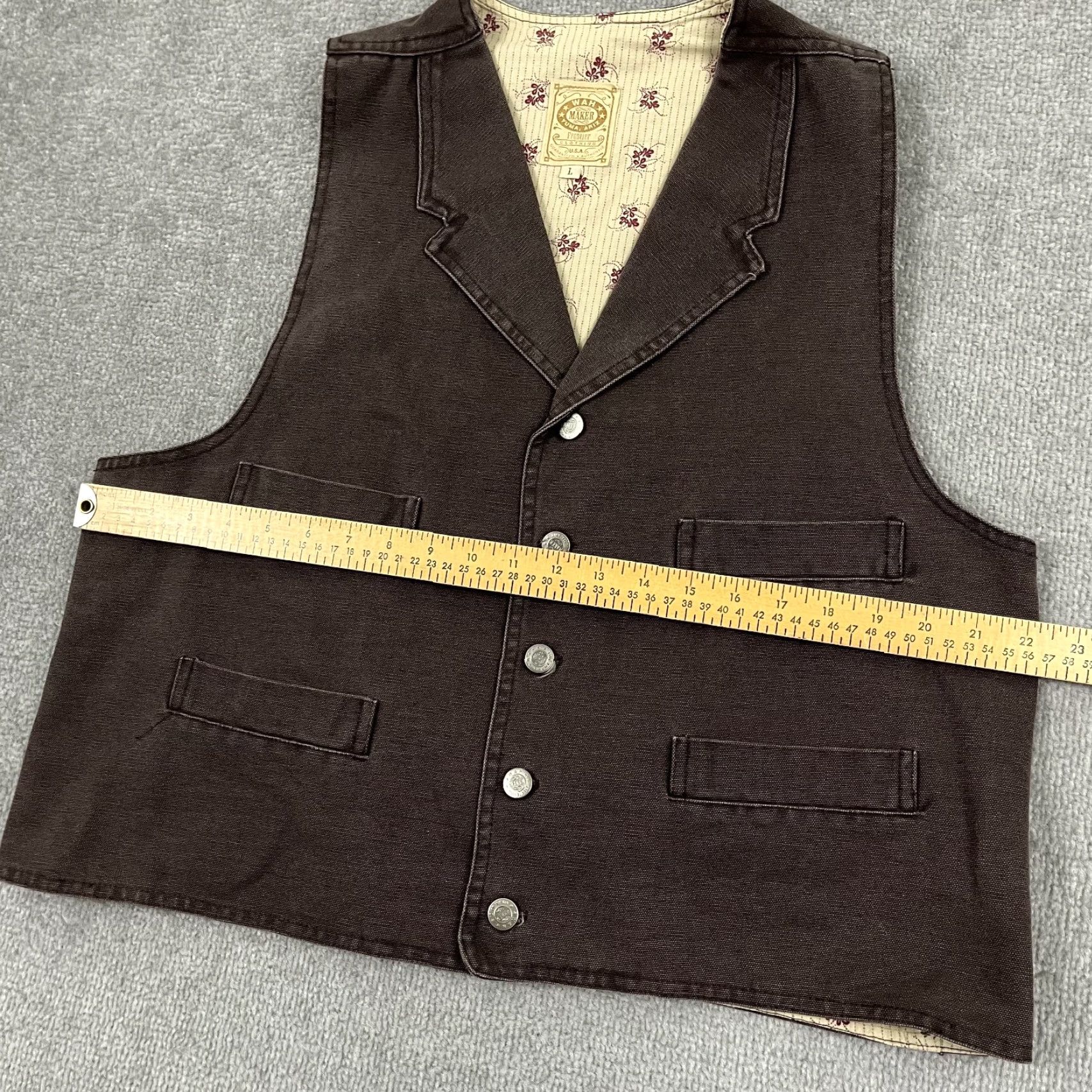 Vintage VINTAGE Wah Maker Vest Adult Large Brown Canvas Western Cowboy Buckle Back USA Mens Size US L / EU 52-54 / 3 - 5 Thumbnail