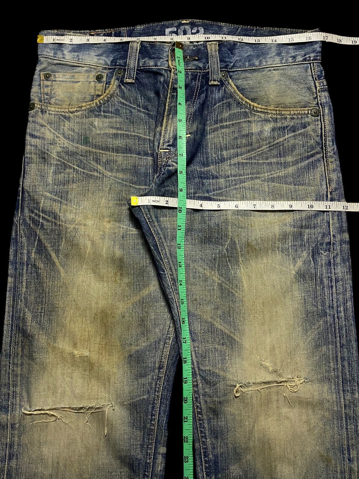 Edwin Vintage Edwin Blue Trip Grunge Distressed Loose Jeans Size US 33 - 13 Thumbnail