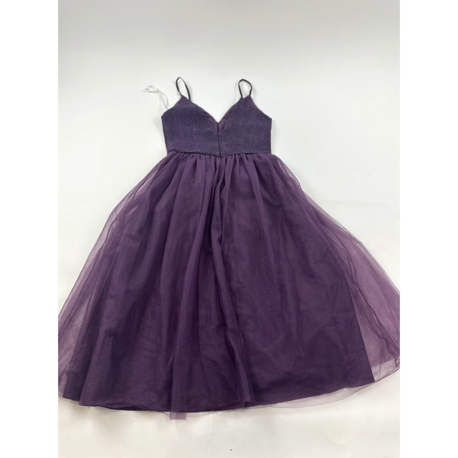 Vintage David’s Bridal Dress Women’s 2 Plum Purple Sleeveless Lace Bridesmaid Dress Size XS / US 0-2 / IT 36-38 - 2 Thumbnail