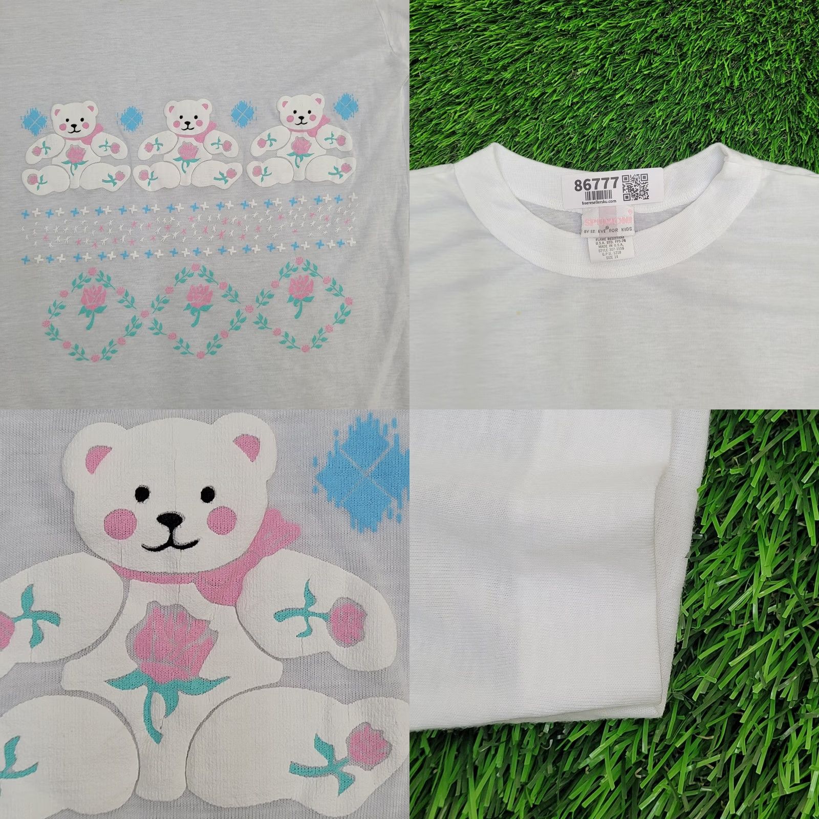 Vintage VINTAGE Shirt Teens Large 18x28 Baggy USA Bear Flower 80s Graphic Tee Size L / US 10 / IT 46 - 8 Thumbnail