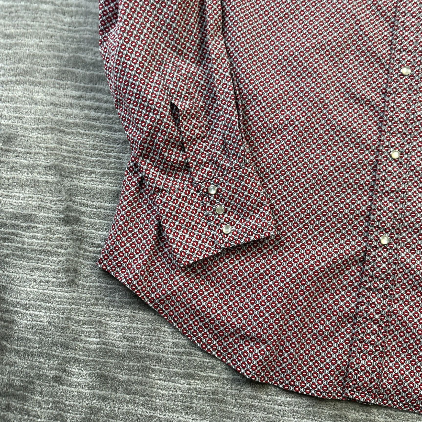 Wrangler VINTAGE Wrangler Wrancher Shirt Mens Large Red All Over Print Pearl Snap Western Size US L / EU 52-54 / 3 - 4 Thumbnail