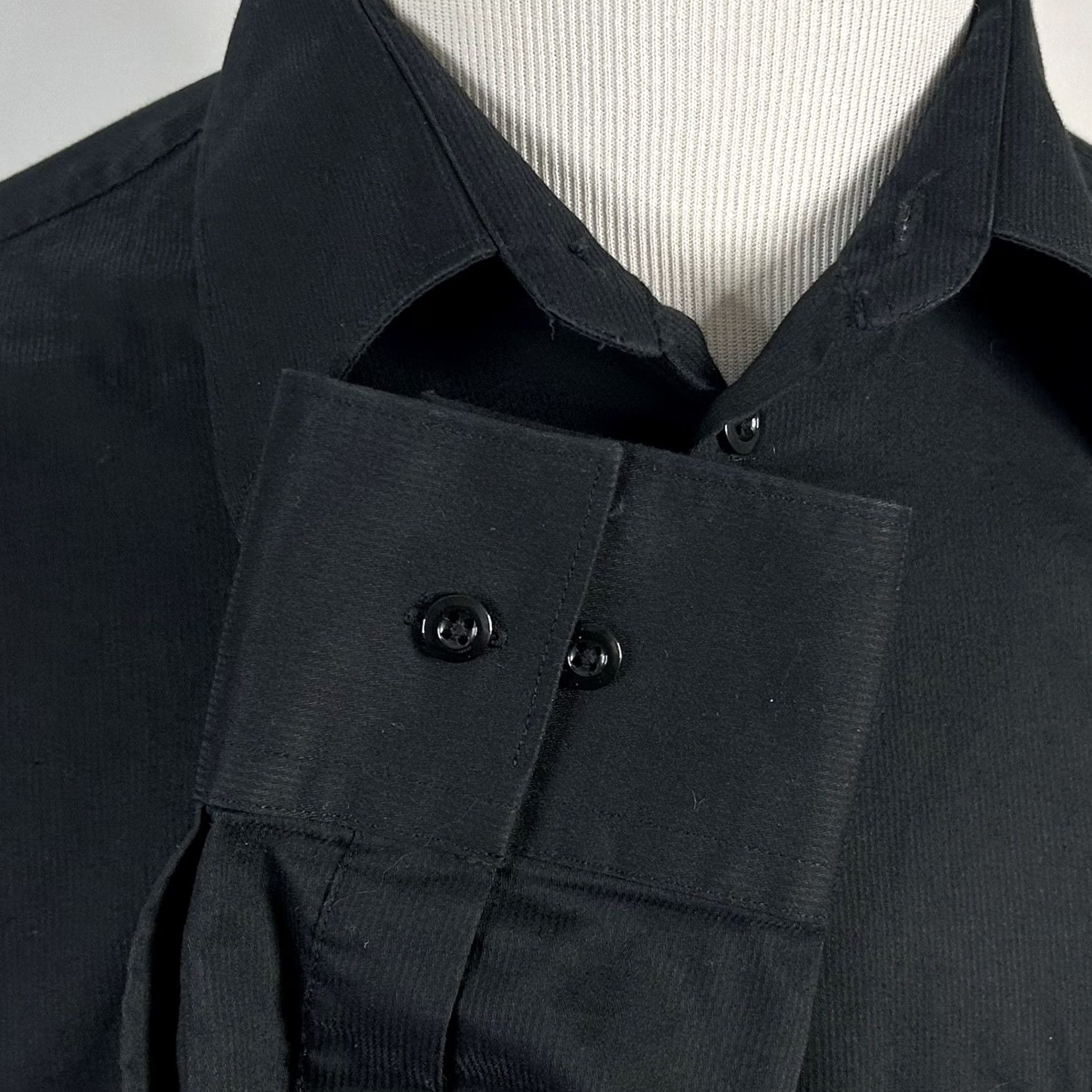 Vintage Kenneth Cole Reaction Dress Shirt Black Cotton Blend Slim 16.5 34/35 Mens Casual Business Shirt Size 46R - 4 Thumbnail