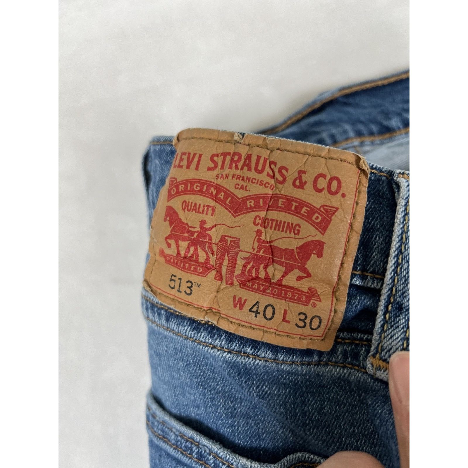 Levi's Levi's 513 Jeans Mens 40x27 Blue Denim Straight Leg Classic Size US 40 / EU 56 - 3 Thumbnail