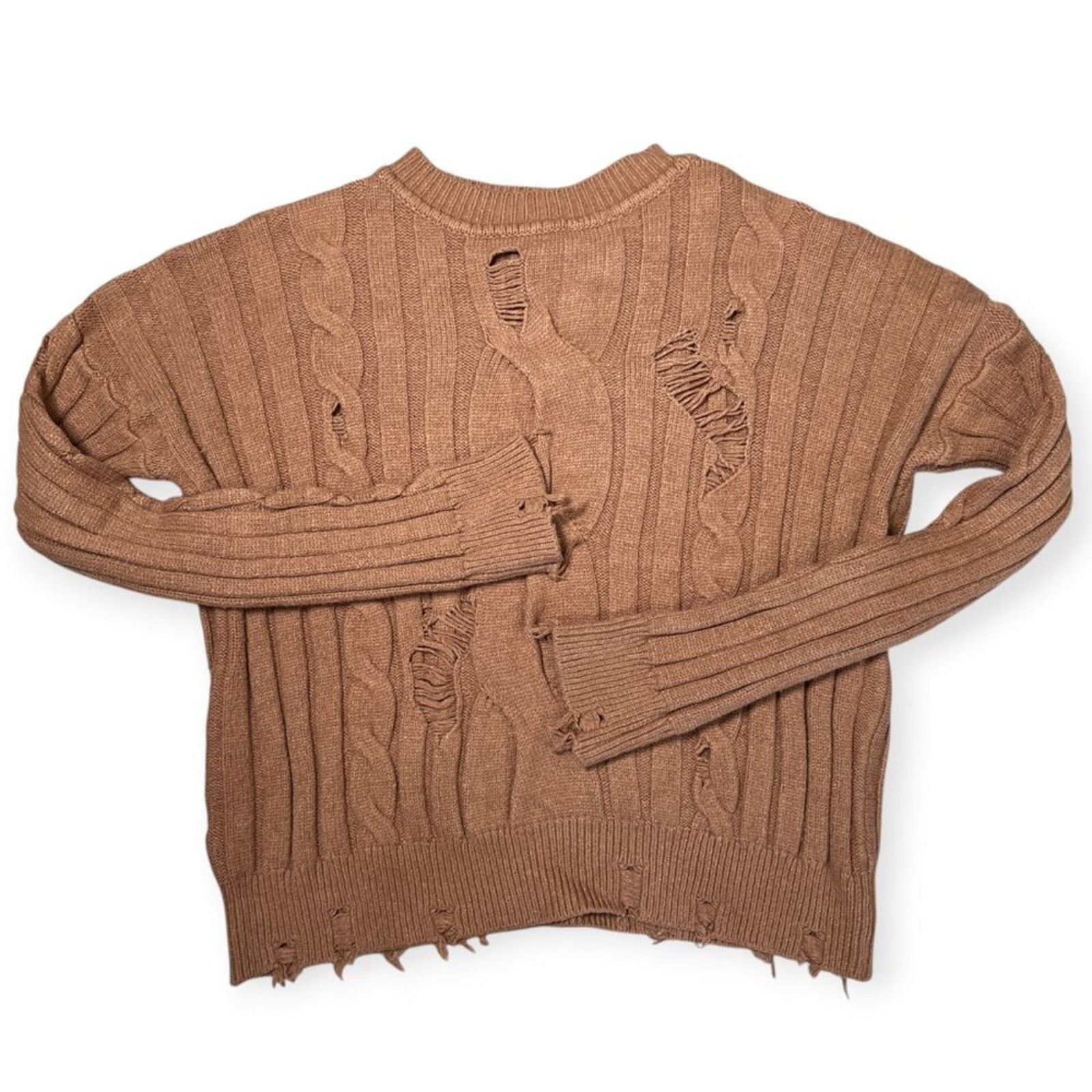 Pinko Pinko Dai Dai Distressed Ribbed Knit Sweater Brown Size S Size S / US 4 / IT 40 - 1 Thumbnail