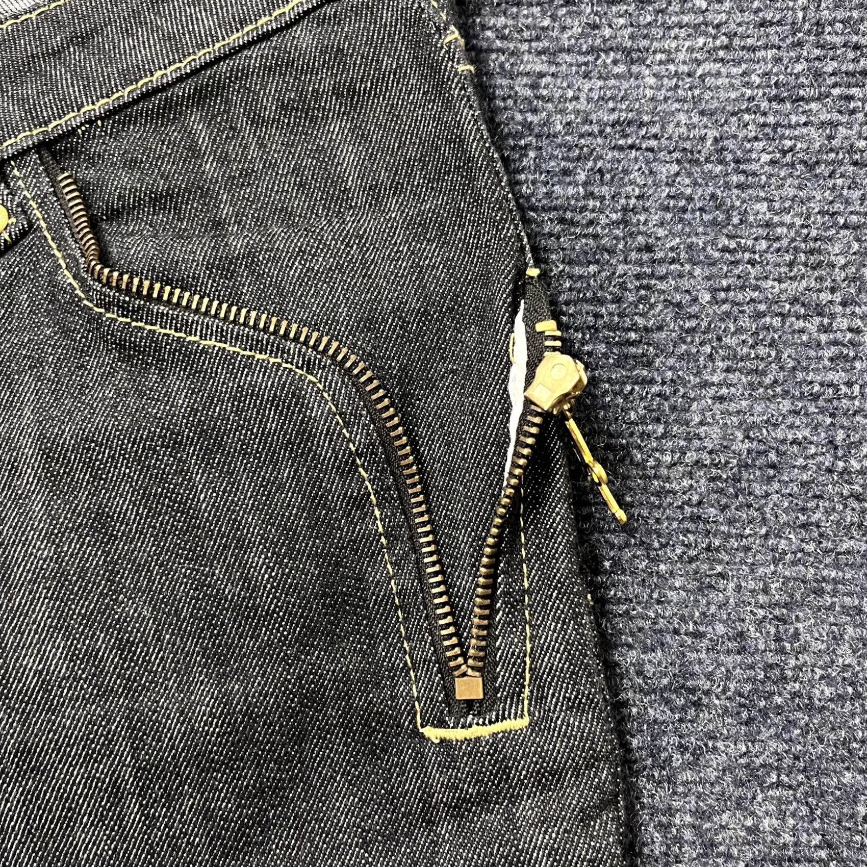 Denime Y2K AKDMKS Jeans Mens 38 x 32 Dark Wash Slim Straight Denim Zip Pockets Blue Size US 38 / EU 54 - 4 Thumbnail