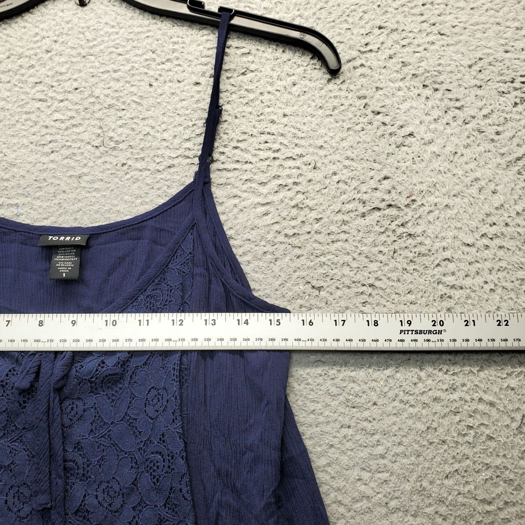 Torrid Torrid Camisole Top Navy Lace Trim Flared Hem Sleeveless Tie Front Size 14 Tank Women shirt Size XL / US 12-14 / IT 48-50 - 3 Thumbnail