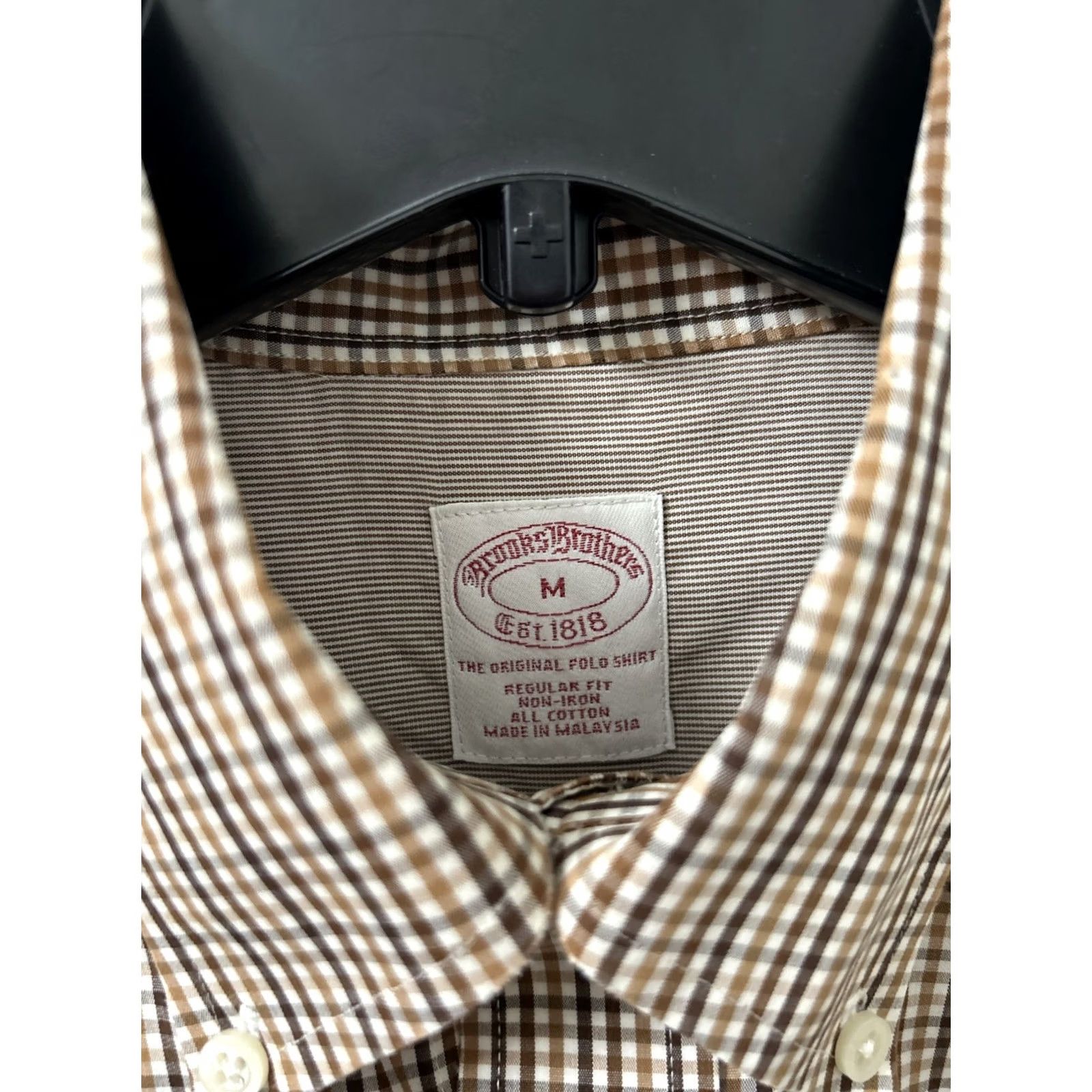 Brooks Brothers Brooks Brothers Original Polo Shirt Mens Medium Brown Plaid Regular Fit Non Iron Shirt Size US M / EU 48-50 / 2 - 6 Thumbnail