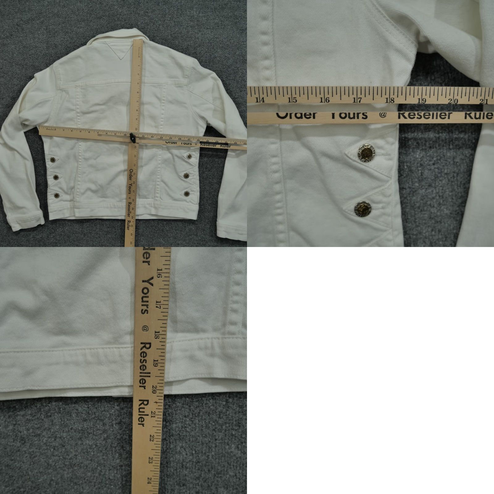 Denime VINTAGE Lawman Denim Jacket Womens M White Stretch 90s Long Sleeve Trucker Casual Basic Jacket Size 32" / US 10 / IT 46 - 8 Thumbnail