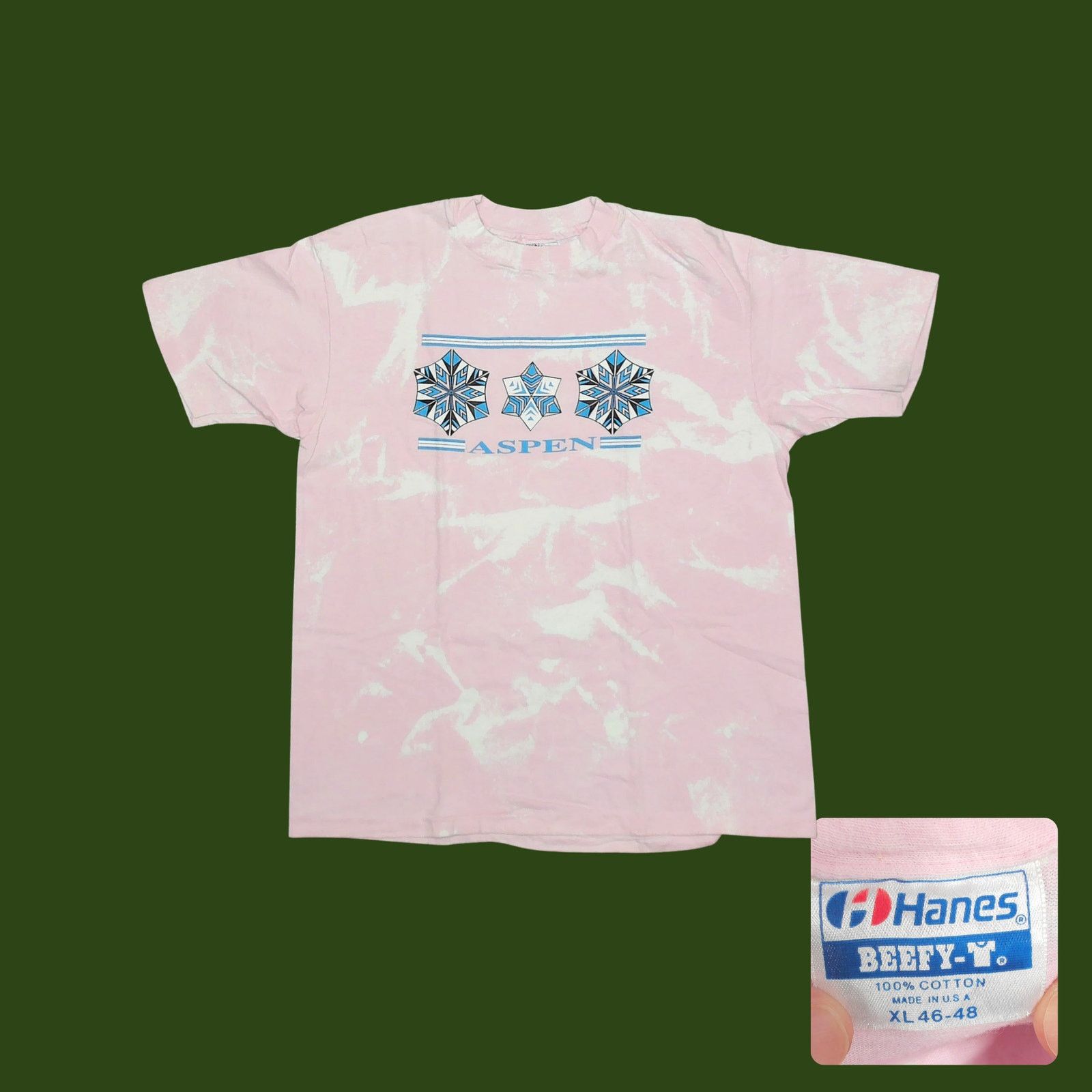 Hanes 80s Hanes Blue Bar Aspen Bleach Tie Dye Single Stitch Tee Size US L / EU 52-54 / 3 - 1 Thumbnail