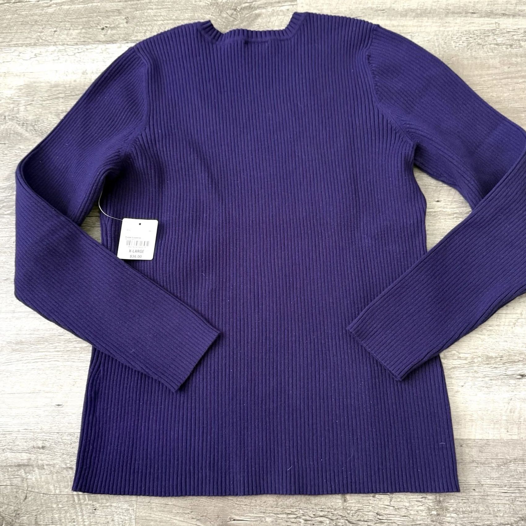 Vintage St. John's Bay Ribbed V-Neck Sweater Womens XL Purple Cotton Nylon Pullover NEW Size XL / US 12-14 / IT 48-50 - 5 Thumbnail