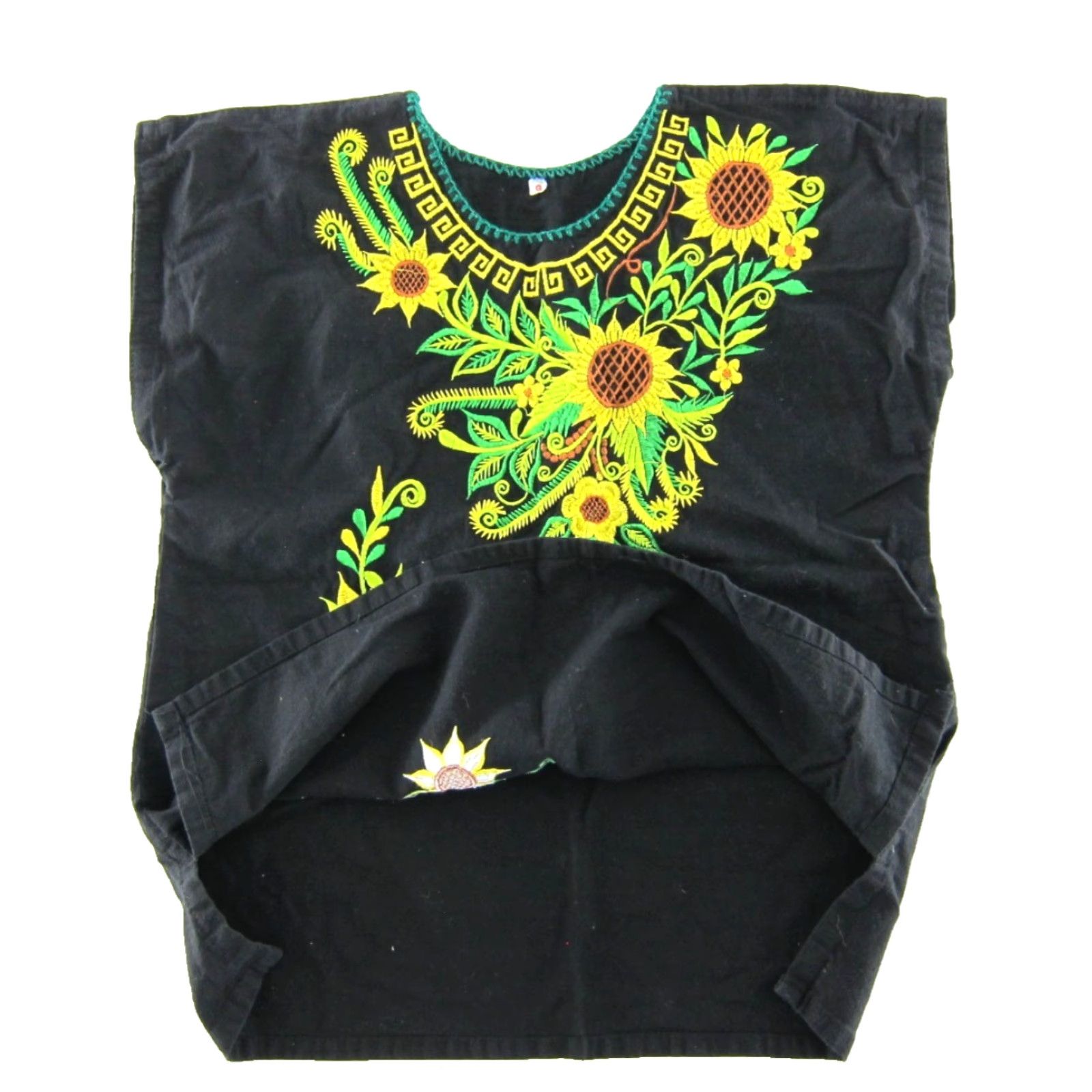 Vintage VINTAGE Black Yellow Green Daisy Floral 100% Cotton Mexican Peasant Blouse M Size M / US 6-8 / IT 42-44 - 4 Thumbnail
