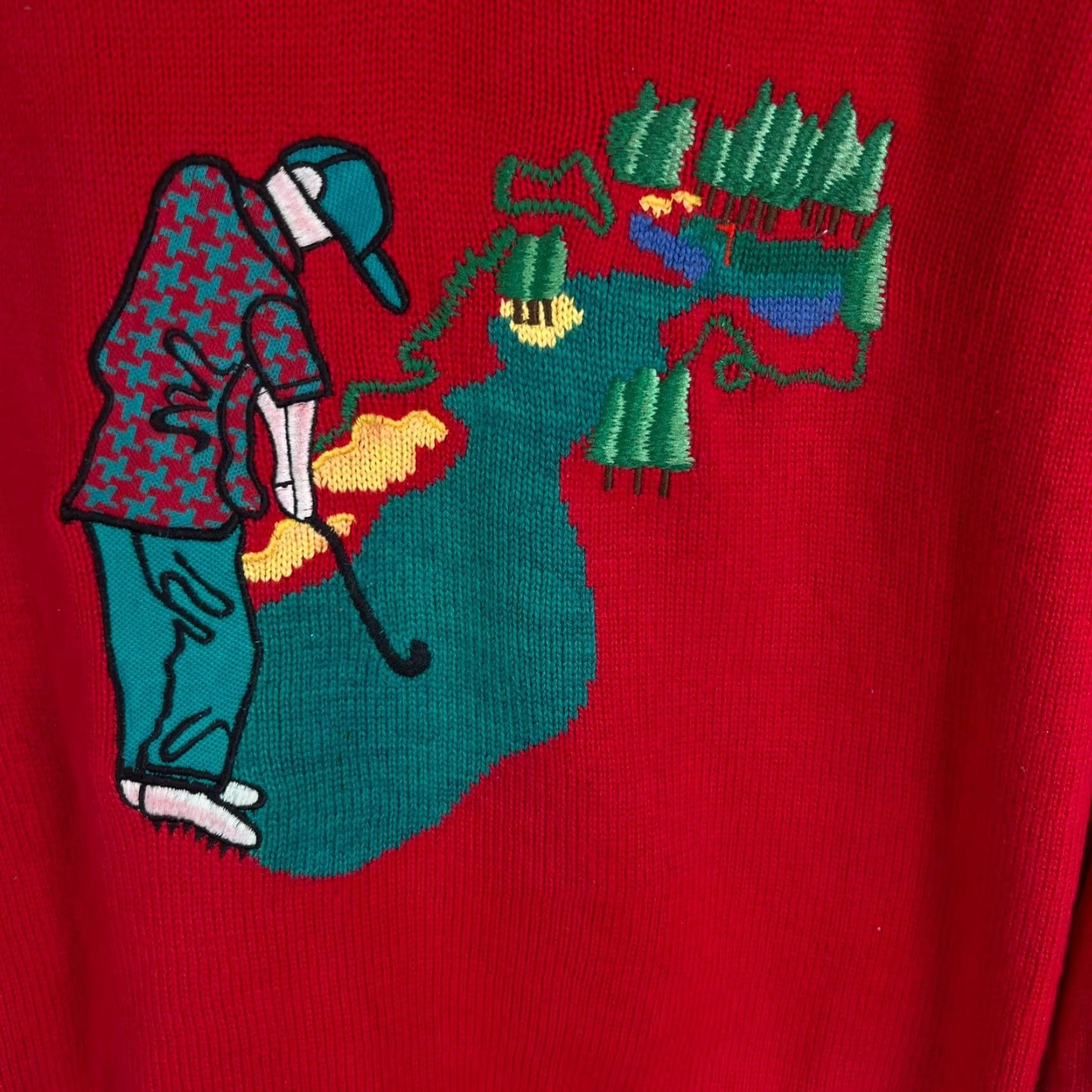 Vintage VINTAGE Pivot Golf Sweater Mens L Red Embroidered Knit 90s Sports Graphic Print Mens Size US L / EU 52-54 / 3 - 2 Thumbnail