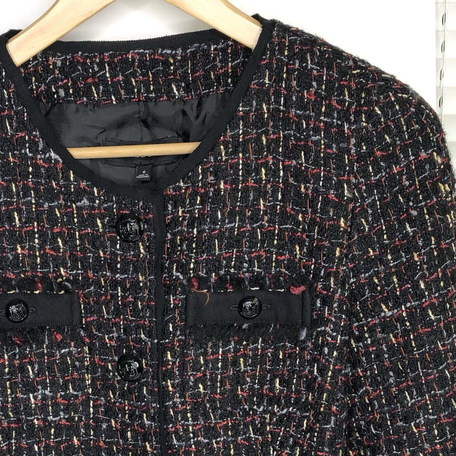 Talbots Talbots Blazer Jacket Sz 6 Women Black Red Wool Blended Size M / US 6-8 / IT 42-44 - 3 Thumbnail