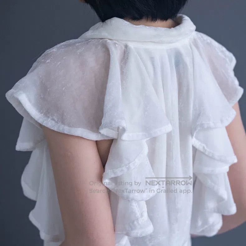 Comme Des Garcons White velvet lace top