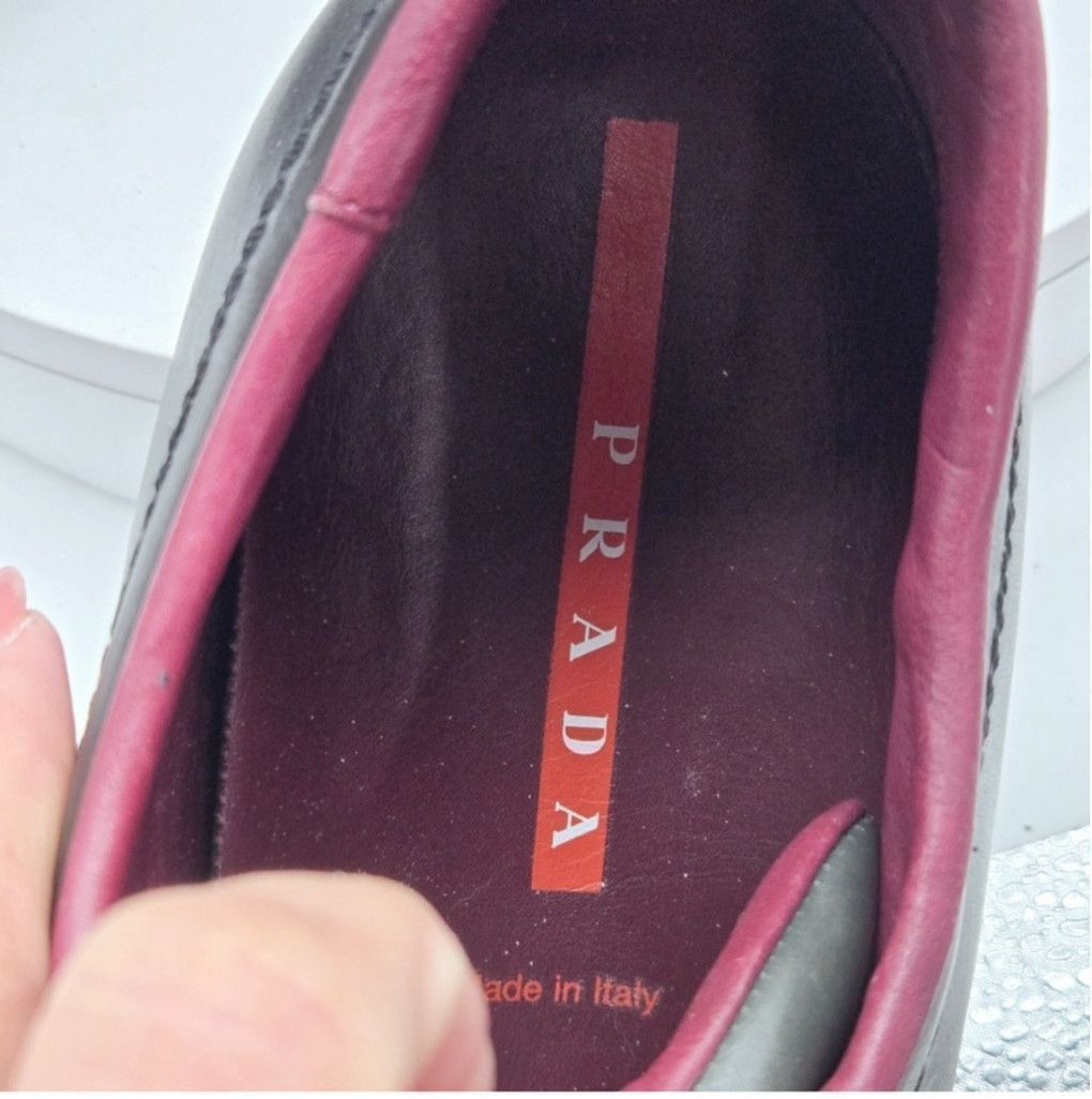 Prada Prada 3-1506 Gray Burgundy Sneakers Sz 9 fits 10 Italy Size US 8 / IT 38 - 13 Thumbnail