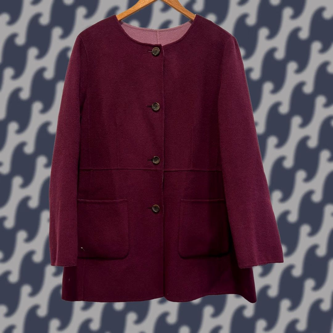 Talbots Talbots Women XL Reversible Jacket Coat Wool Blend Maroon Pink Open Front Casual Size XL / US 12-14 / IT 48-50 - 1 Thumbnail