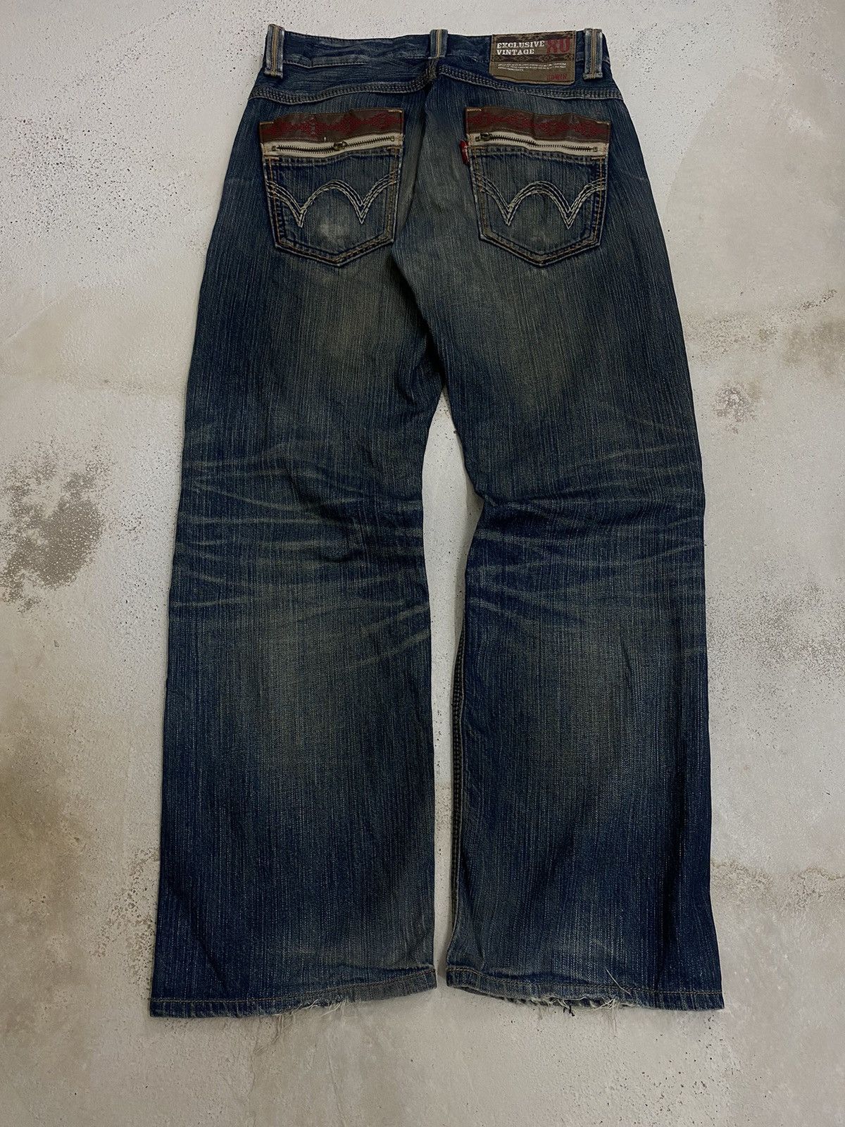 If Six Was Nine × Japanese Brand × Le Grande Bleu (L.G.B.) Edwin XV Japan Distressed Mud Washed Dirty Loose Fit Size US 32 / EU 48 - 8 Thumbnail