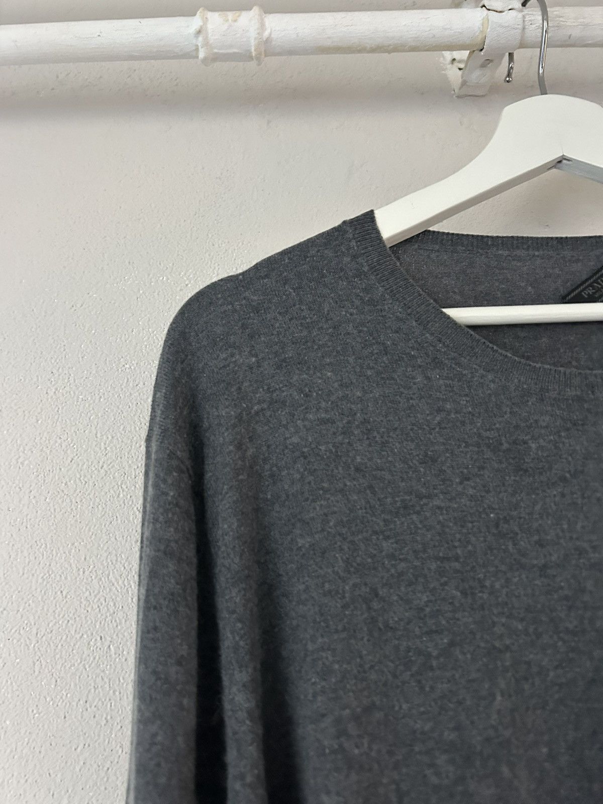 Prada Prada Grey Cashmere Blend Sweater with Loose Neck Tag Size US XL / EU 56 / 4 - 3 Thumbnail