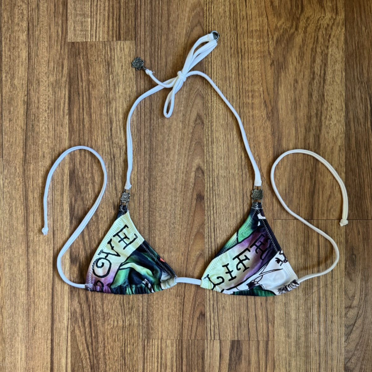 Ed Hardy ED HARDY Vintage Y2K Rare White Love Life Rose Bikini Set Size XS / US 0-2 / IT 36-38 - 2 Thumbnail