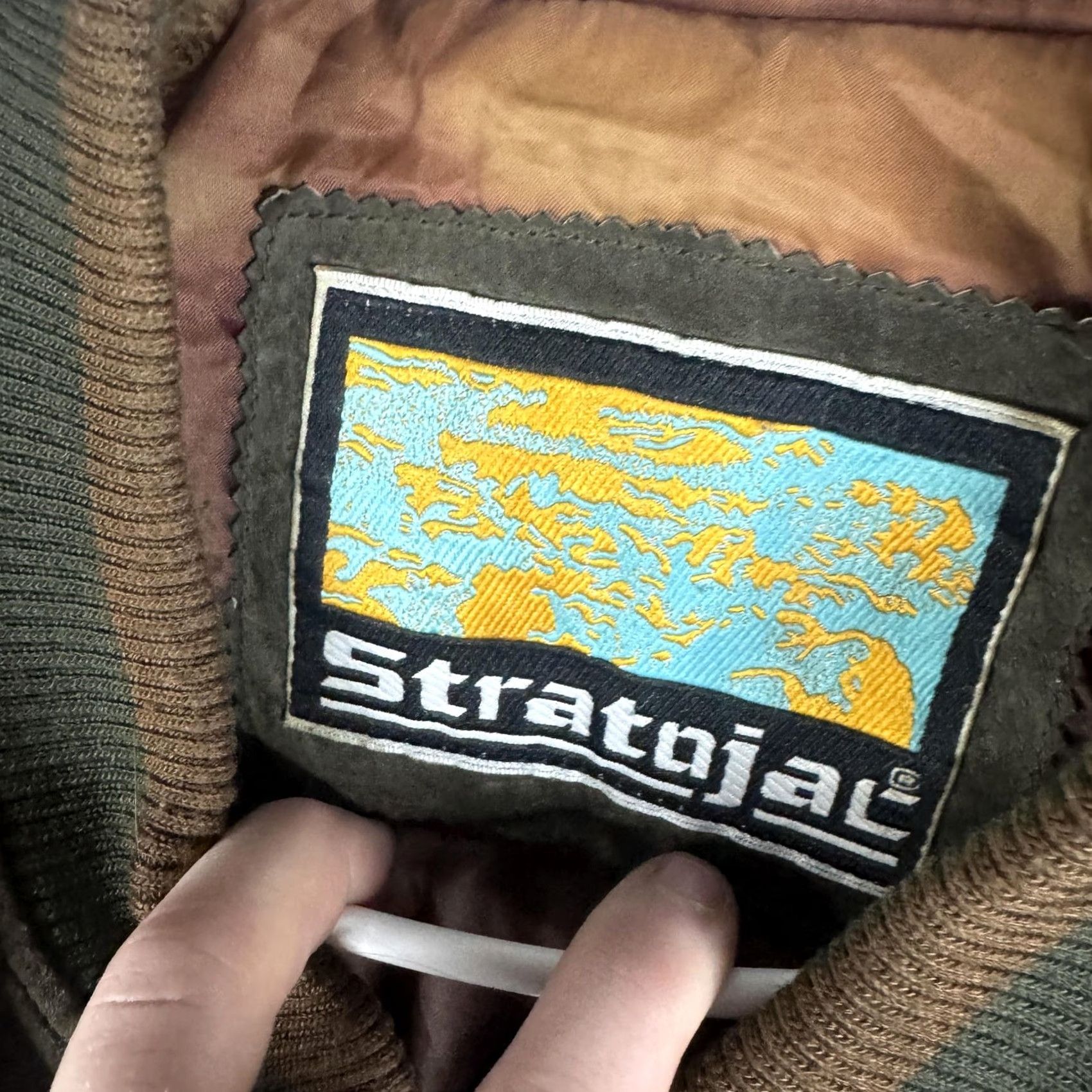 Vintage Stratojac Jacket Mens XL Brown Green Leather Bomber Full Zip Insulated Outdoor Size US XL / EU 56 / 4 - 7 Thumbnail