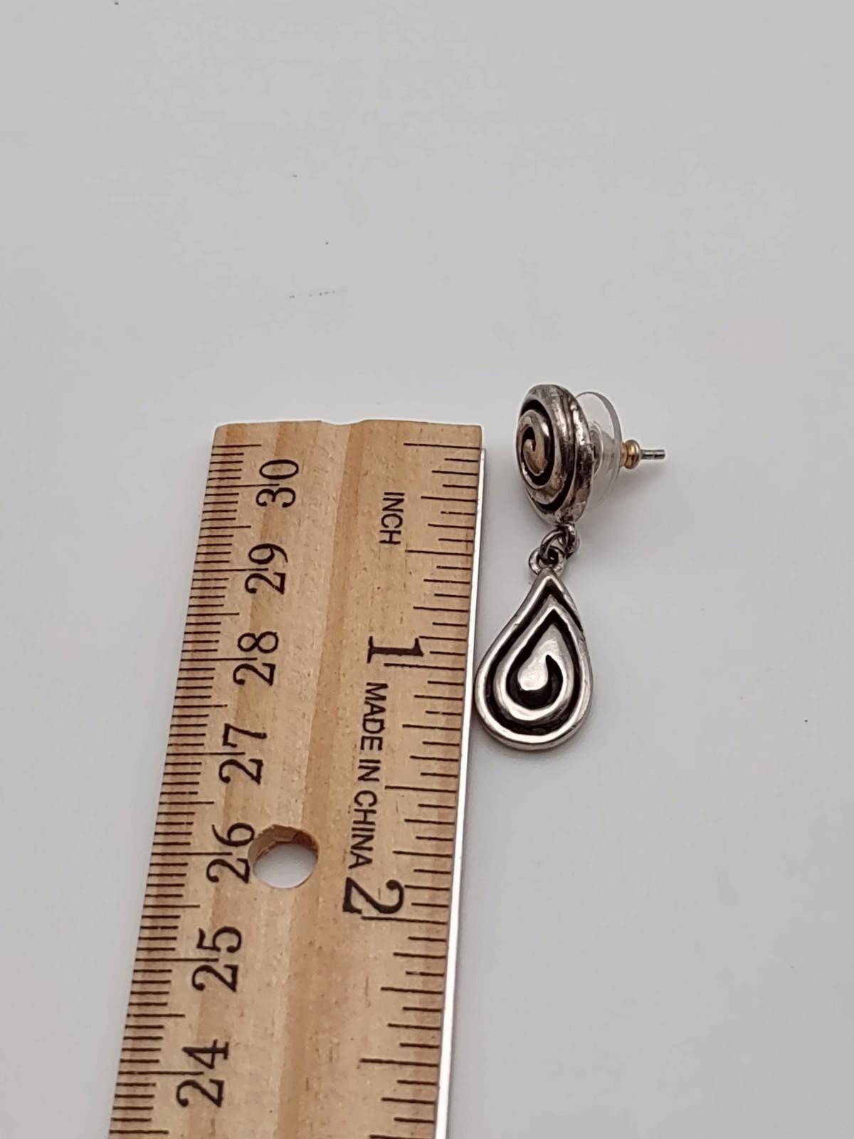 Other Sterling Silver Spiral Teardrop Earrings CM 925 Boho Dangle Size ONE SIZE - 3 Thumbnail