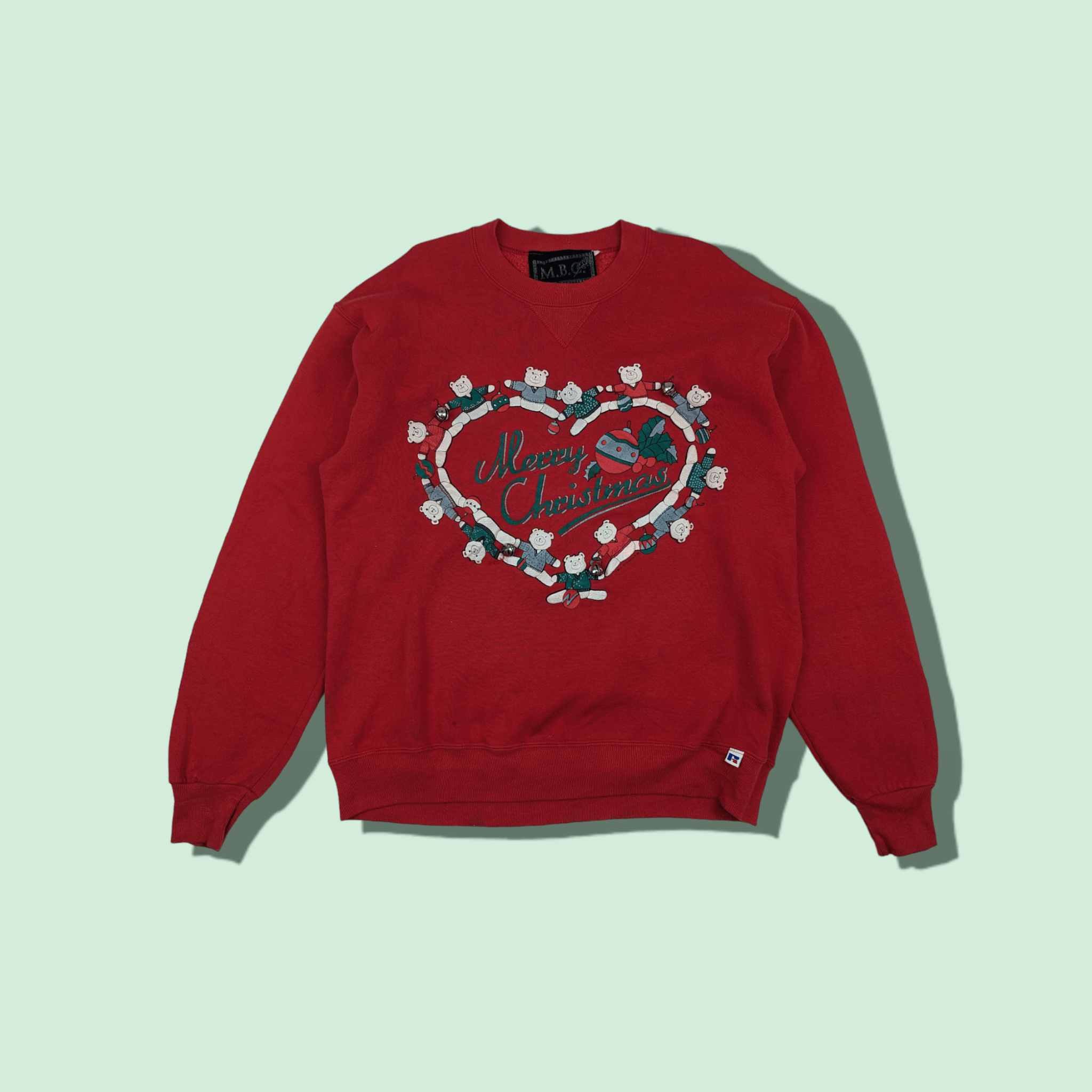 Russell Athletic Vintage 90's MBC Russell Merry Christmas Love Jumper Size US L / EU 52-54 / 3 - 1 Thumbnail